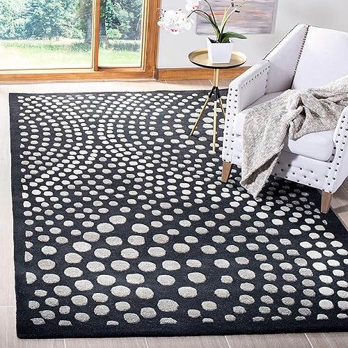 Miniatura 18 de SAFAVIEH Soho Collection SOH654A - Alfombra decorativa de lana y viscosa de 2 pies 6 pulgadas x 4 pies, color gris oscuro Gris