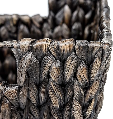 Miniatura 4 de Cesta de almacenamiento de jacinto de 11.5 pulgadas con asas, rectangular, por Trademark Innovations (juego de 4, Espresso)