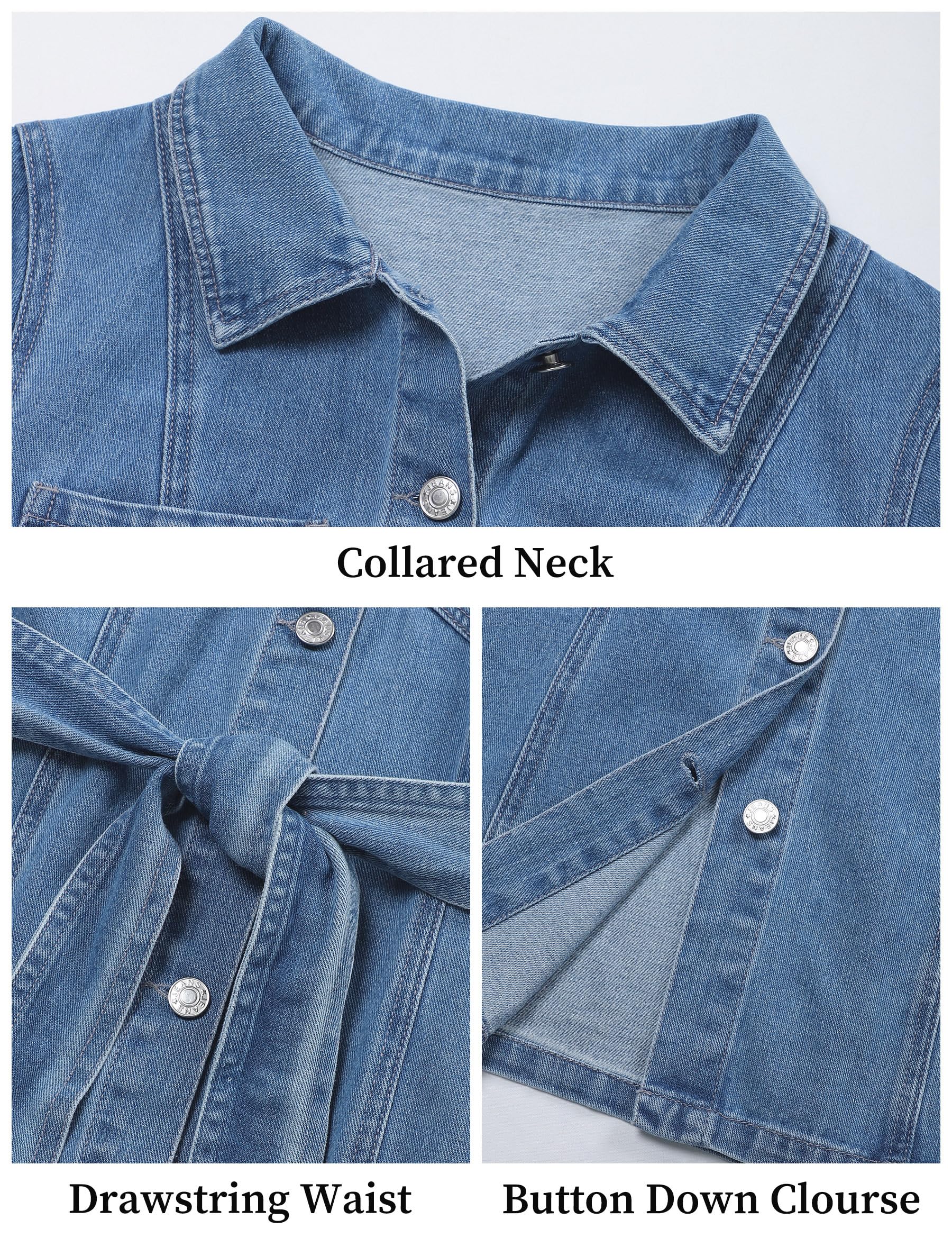 Nitzana Women's Denim Dress Short Sleeve Jean Dress Button Down Denim Shirt Dresses with Pocket 2026 Western Outfits: Small Light Blue