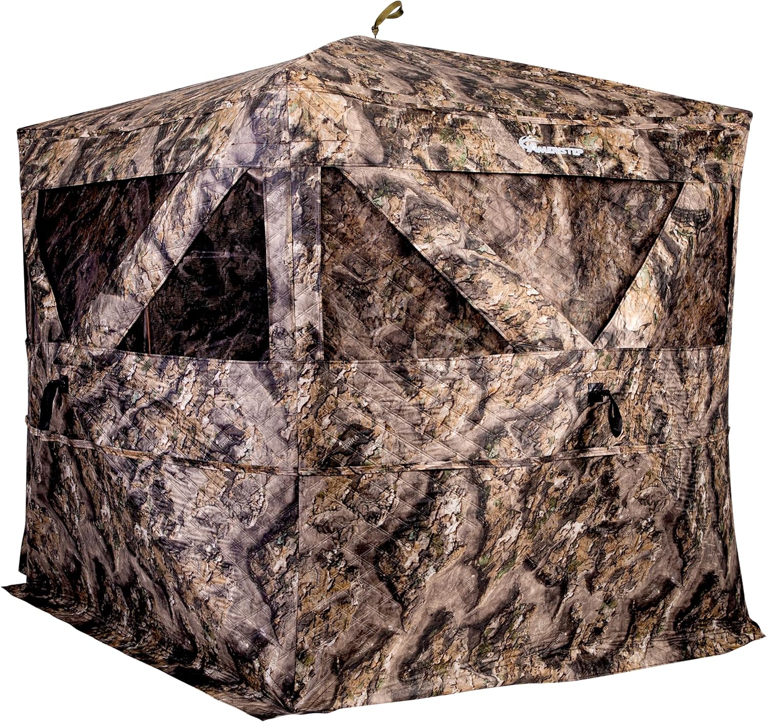 Ameristep Pro Series Thermal Hub Blind | 4 Person Insulated Hunting Blind Designed for Cold Weather in Mossy Oak Elements Terra, AMEBF1009, One Size