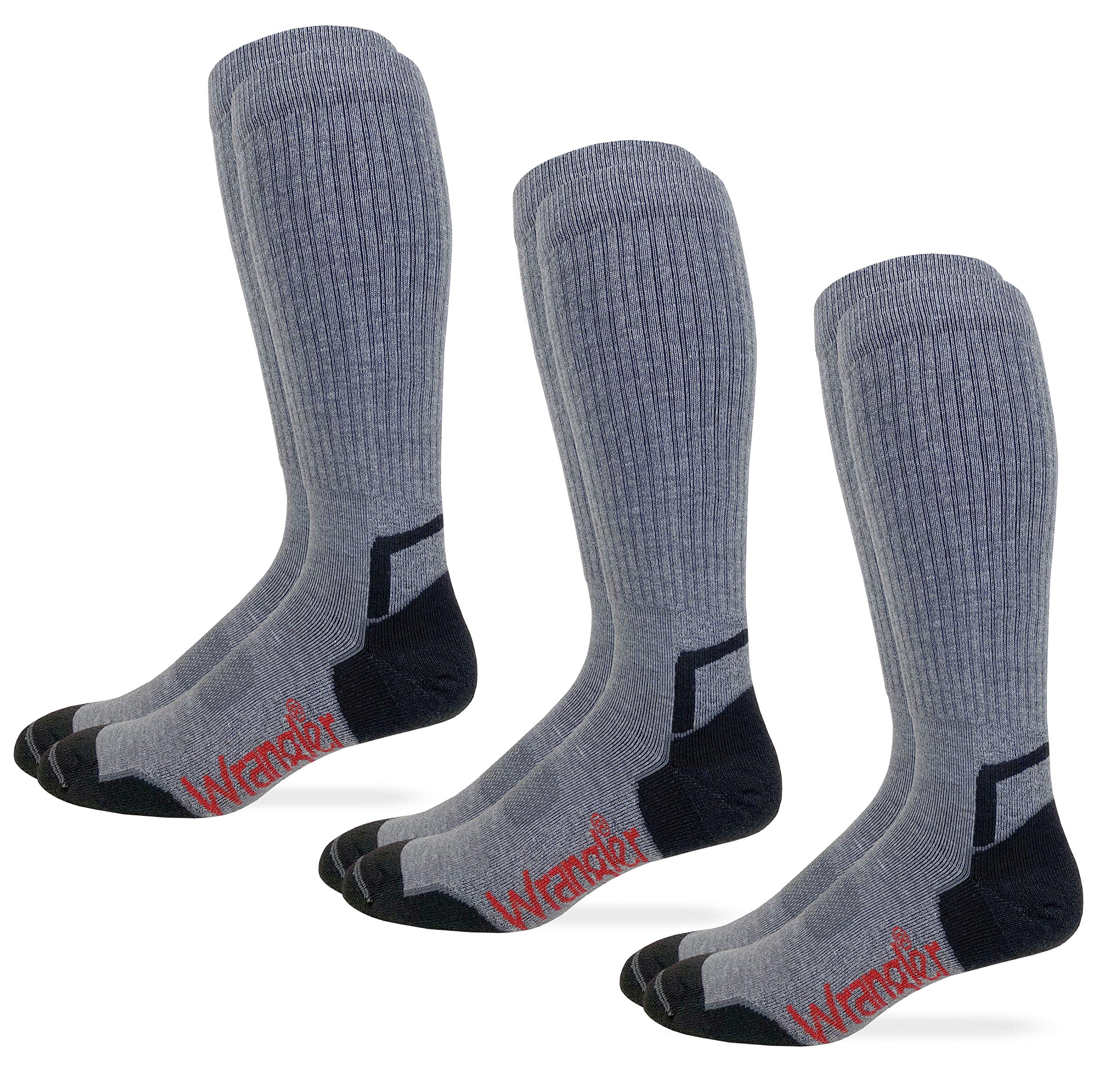 WranglerMens Ultra Dri Compression Tall Boot Socks 3 Pair Pack