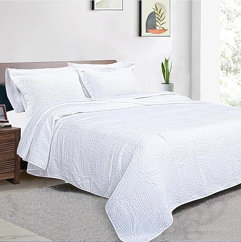 Miniatura 6 de Threadmill Juego de ropa de cama tamaño King  Juego de edredón de verano suave y ligero de algodón de bambú de 3 piezas  Colcha moderna con patrón