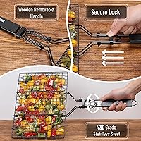 Vista 3 de UNCO Cesta de parrilla de pescado y verduras de acero inoxidable - Negro