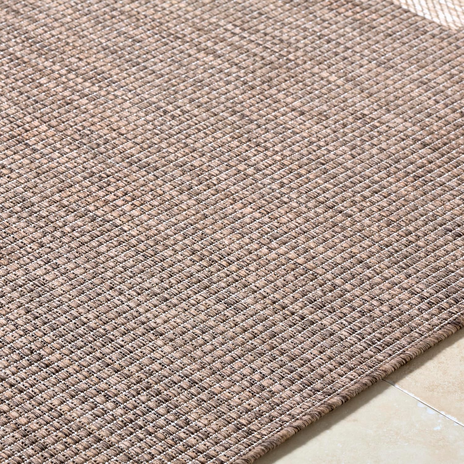 Livabliss x Galey Alix Boxwood Modern Indoor/Outdoor Area Rug, 2'7" x 7'3", Dark Brown