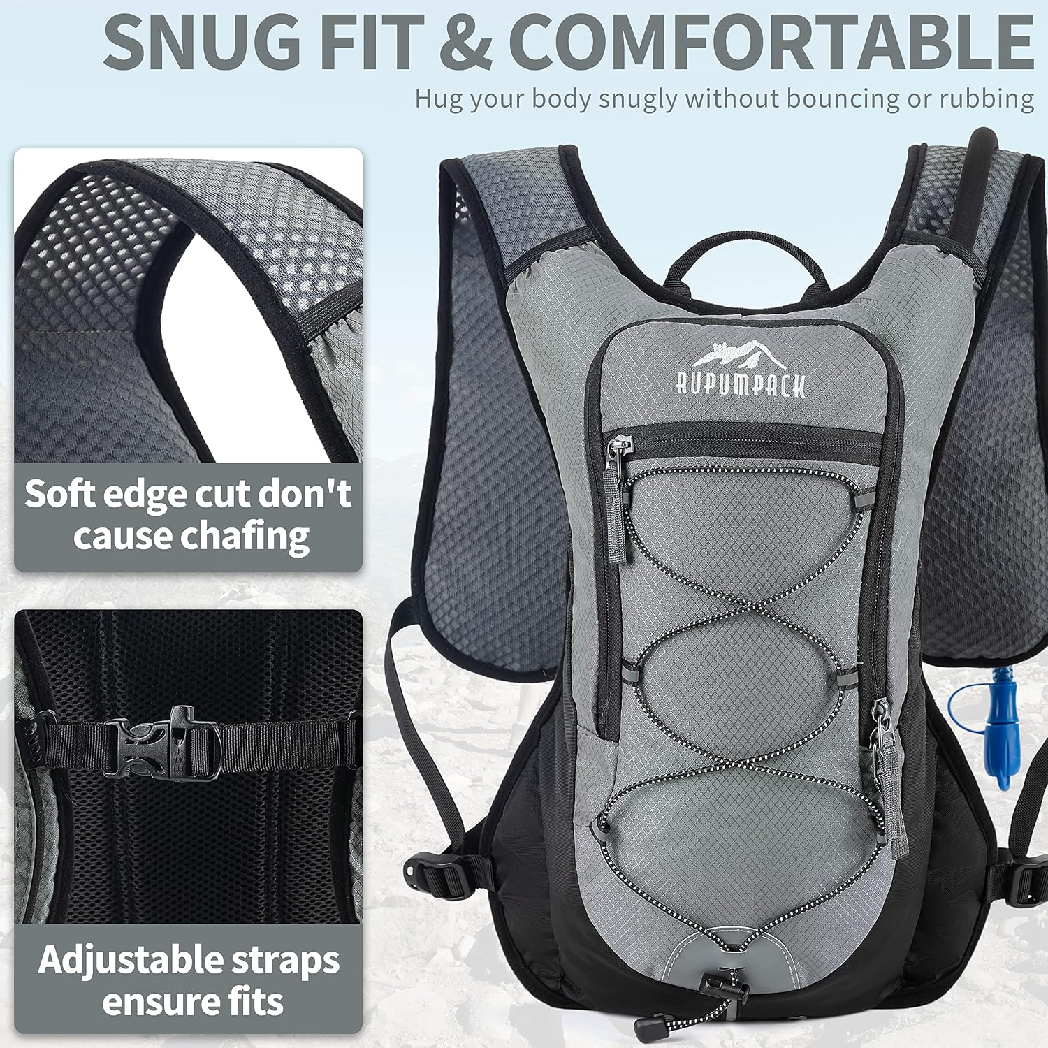 RUPUMPACK Hydration Vest Backpack Small: Running Hydration Vest Pack with 2L Water Bladder - Lightweight Water Hydro Vest Backpacks for Men Women Trail Cycling Biking Hiking Rave Festival