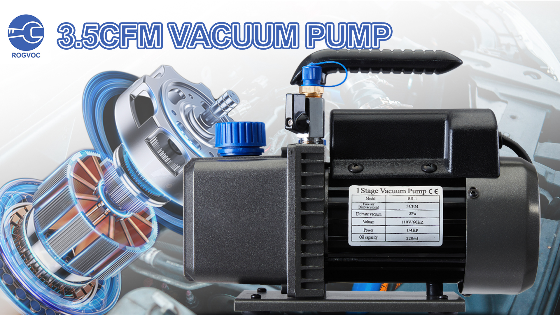 Amazon.com: Rogvoc 3.5 CFM Vacuum Pump, 110V 1/4 HP Single Stage