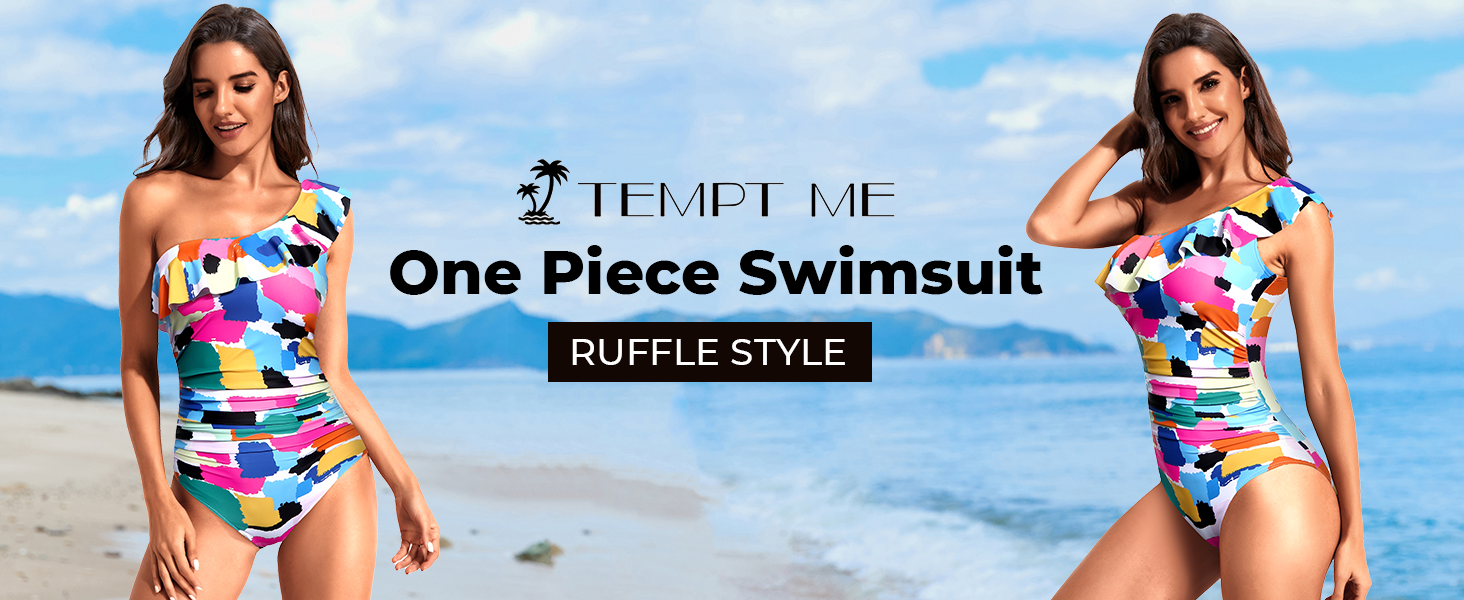 Tempt Me Women One Piece Swimsuit One Shoulder Bathing Suits Cutout - View #12