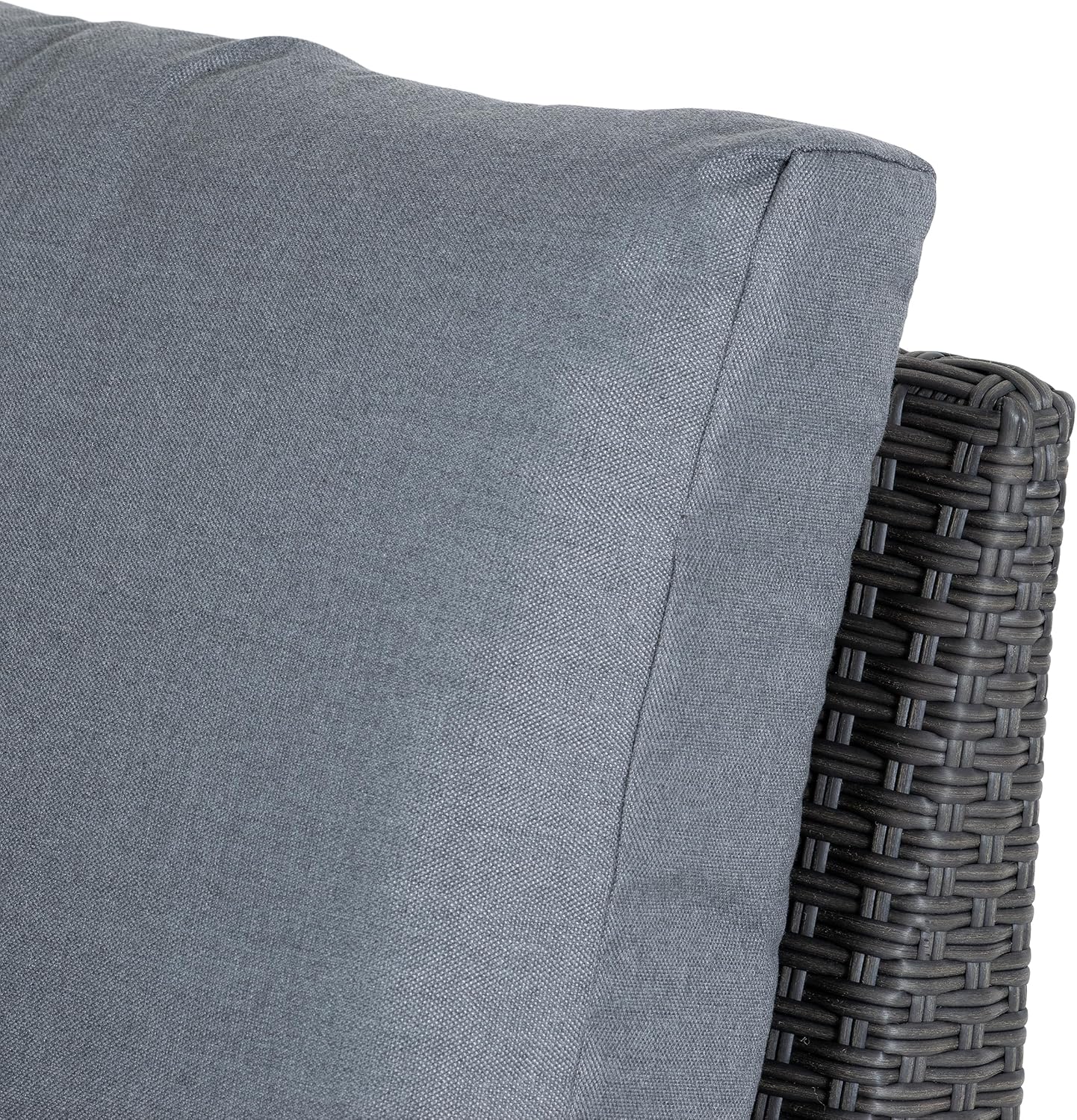 Close-up of the light grey cushion fabric