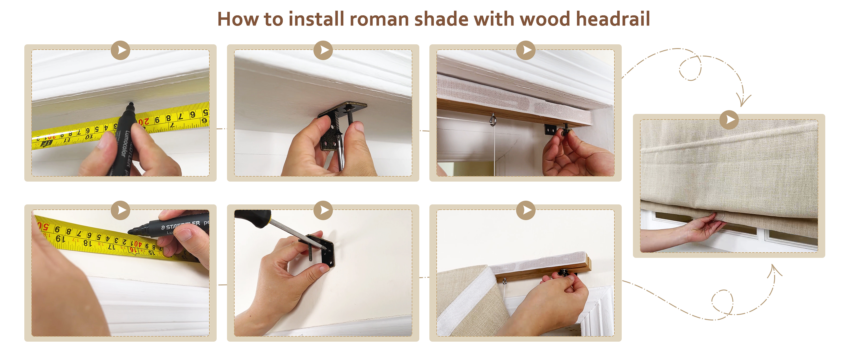 Amazon.com: TWOPAGES Isabella No Drill Cordless Roman Shade Linen
