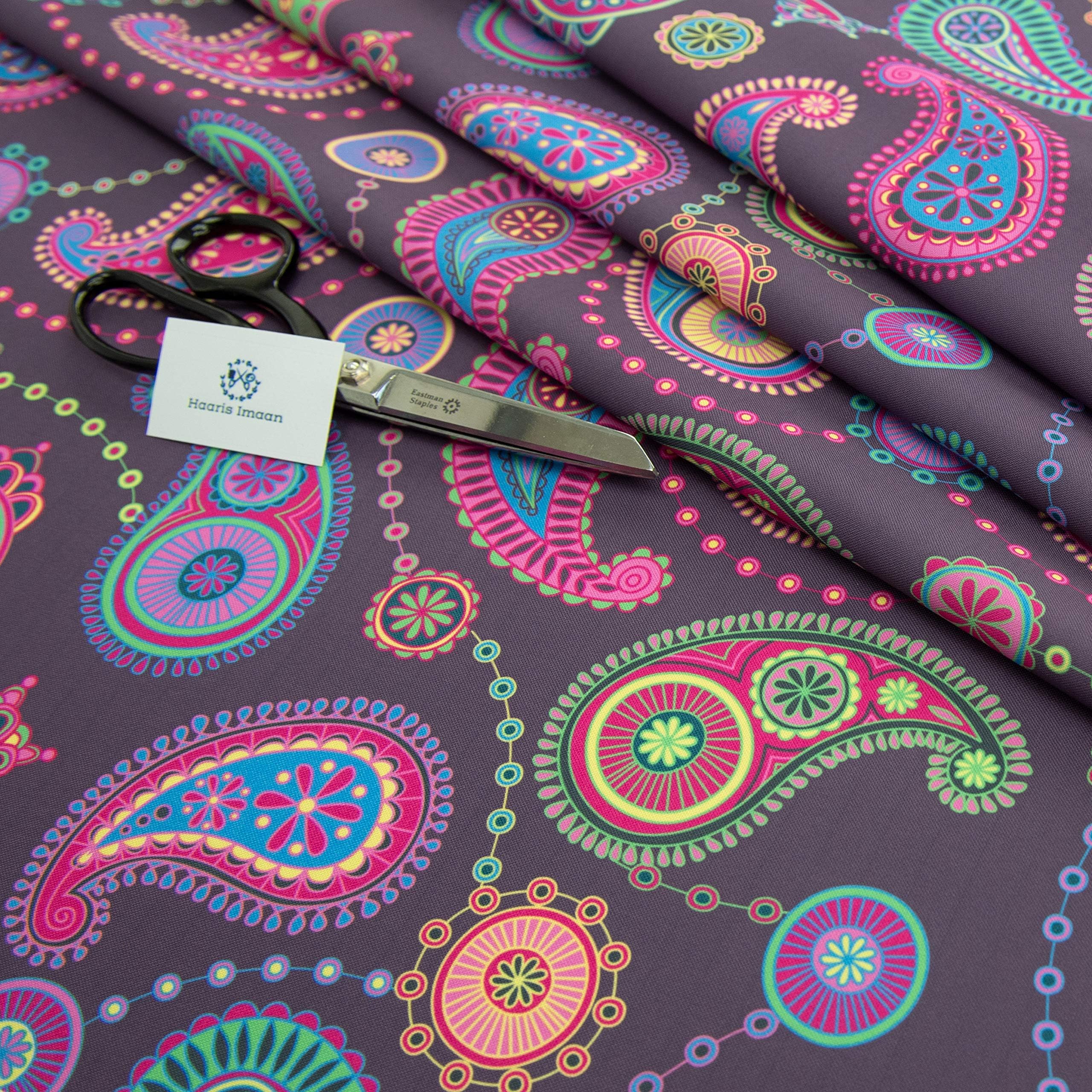 Haaris Imaan Ethnic Printed Water Resistant Upholstery Fabric | Durable Fabric for Outdoor Furniture | Cushion Covers, Bench, Parasol, Table Cloth | 1 Metre, Sultan