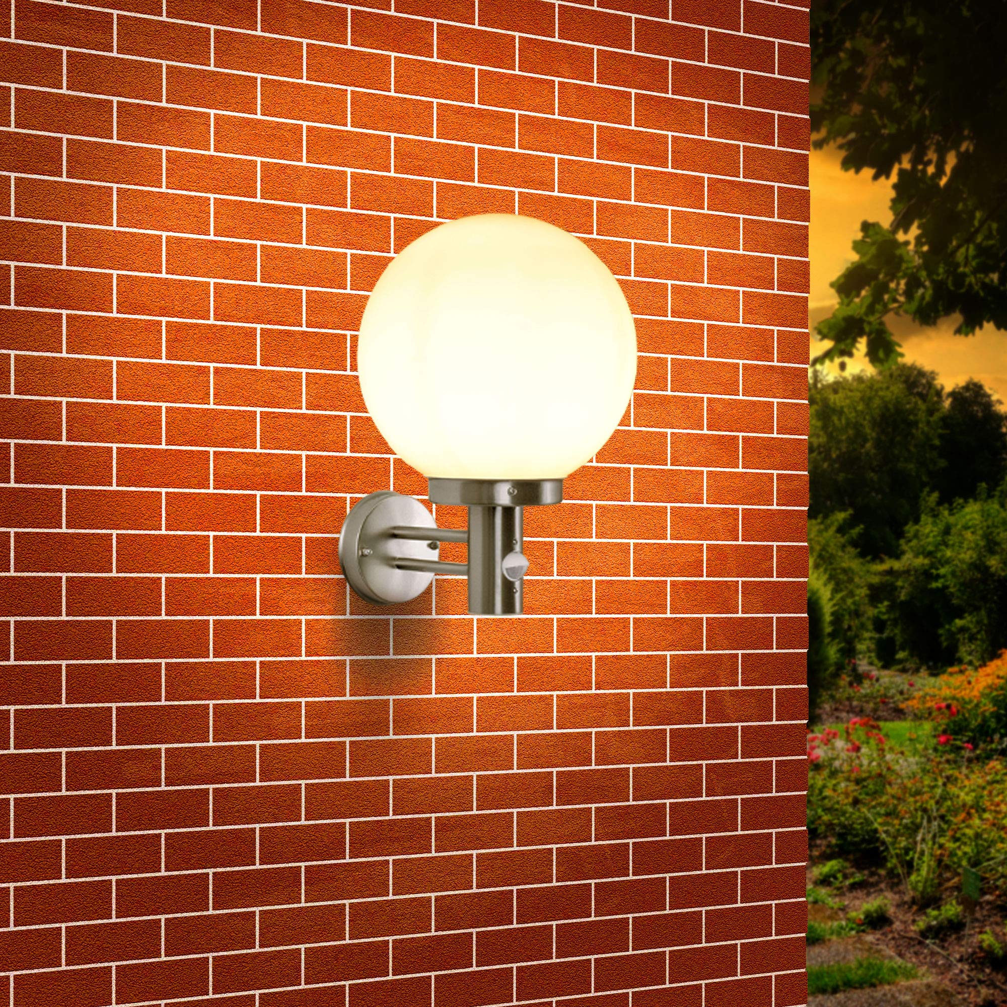 Maxkomfort Klassische Außenleuchte mit Bewegungsmelder Wandleuchte Außenwandleuchte Wandlampe Gartenleuchte Edelstahl E27 IP44 V2A-Edelstahl 120° Erfassungswinkel 270B1