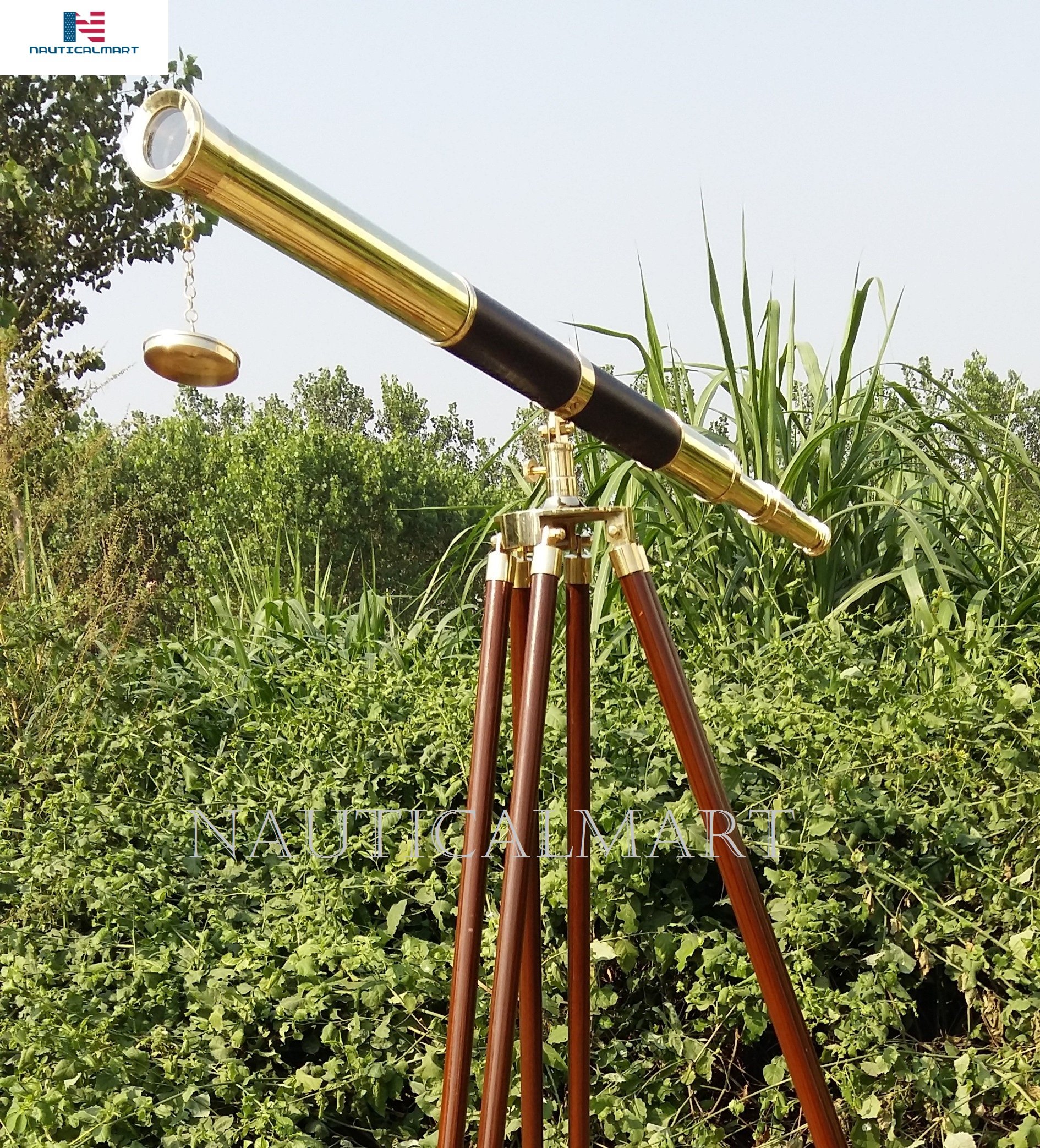 Nautical Telescope Brass Leather 60