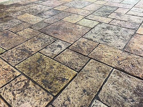 Miniatura 2 de Juego de sellos de hormigón Three Rivers Ashler  Patrón decorativo de azulejos de piedra, tapetes texturizantes de poliuretano resistentes, detalle