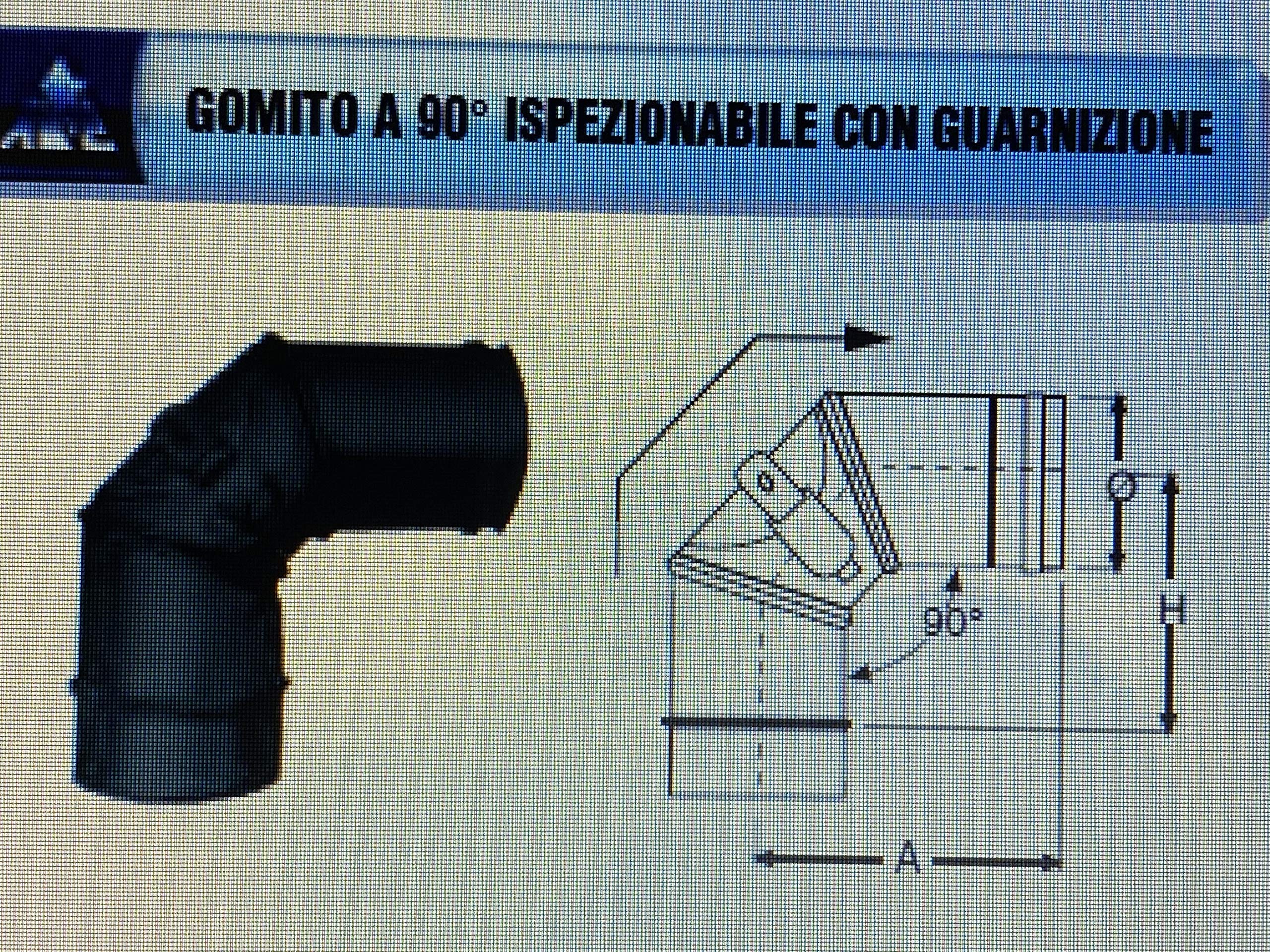 Curva a 90 gradi ispezionabile in acciaio inox preverniciato nero per canne fumarie (DN 100)