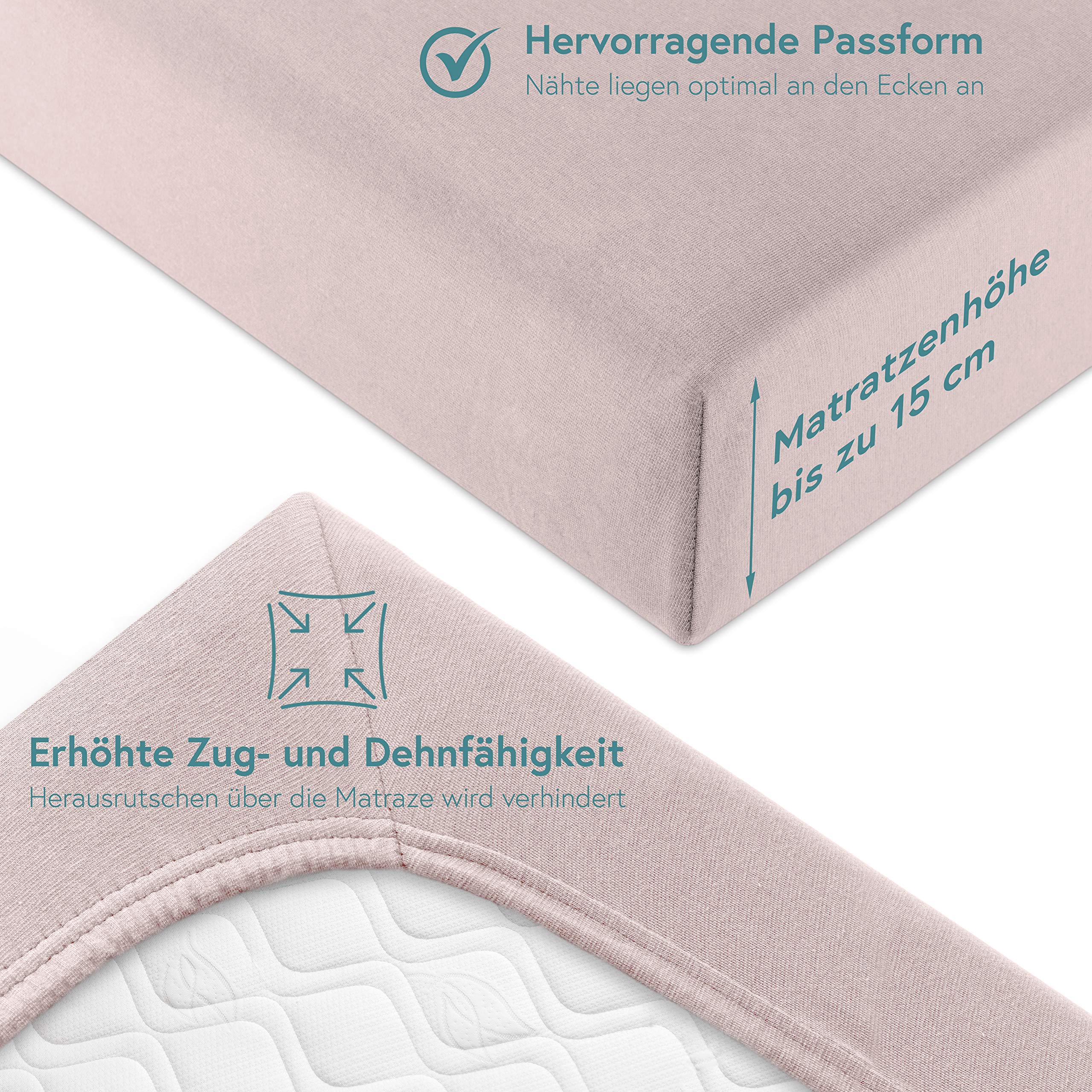Premium Spannbettlaken Wohnmobil [3 teilig] - Multi-Stretch Bettlaken für Wohnwagen-Heckbett [Made in Germany] - 97% Baumwolle und 3% Elasthan [Oeko-TEX Standart 100 für Babys] - 200 g/m²