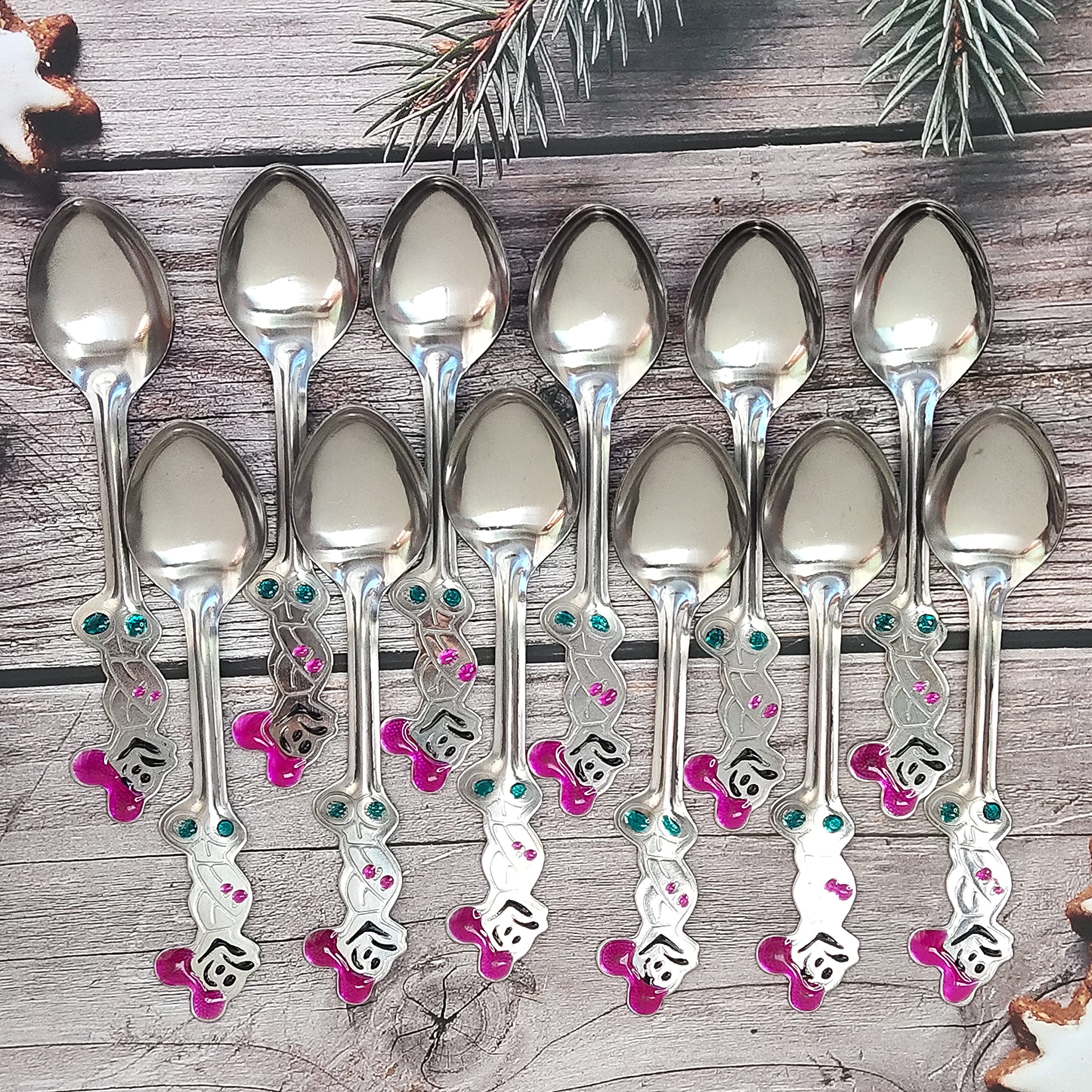 JCYS Stainless Steel Baby Cartoon Design Spoon- Tea Set of 12