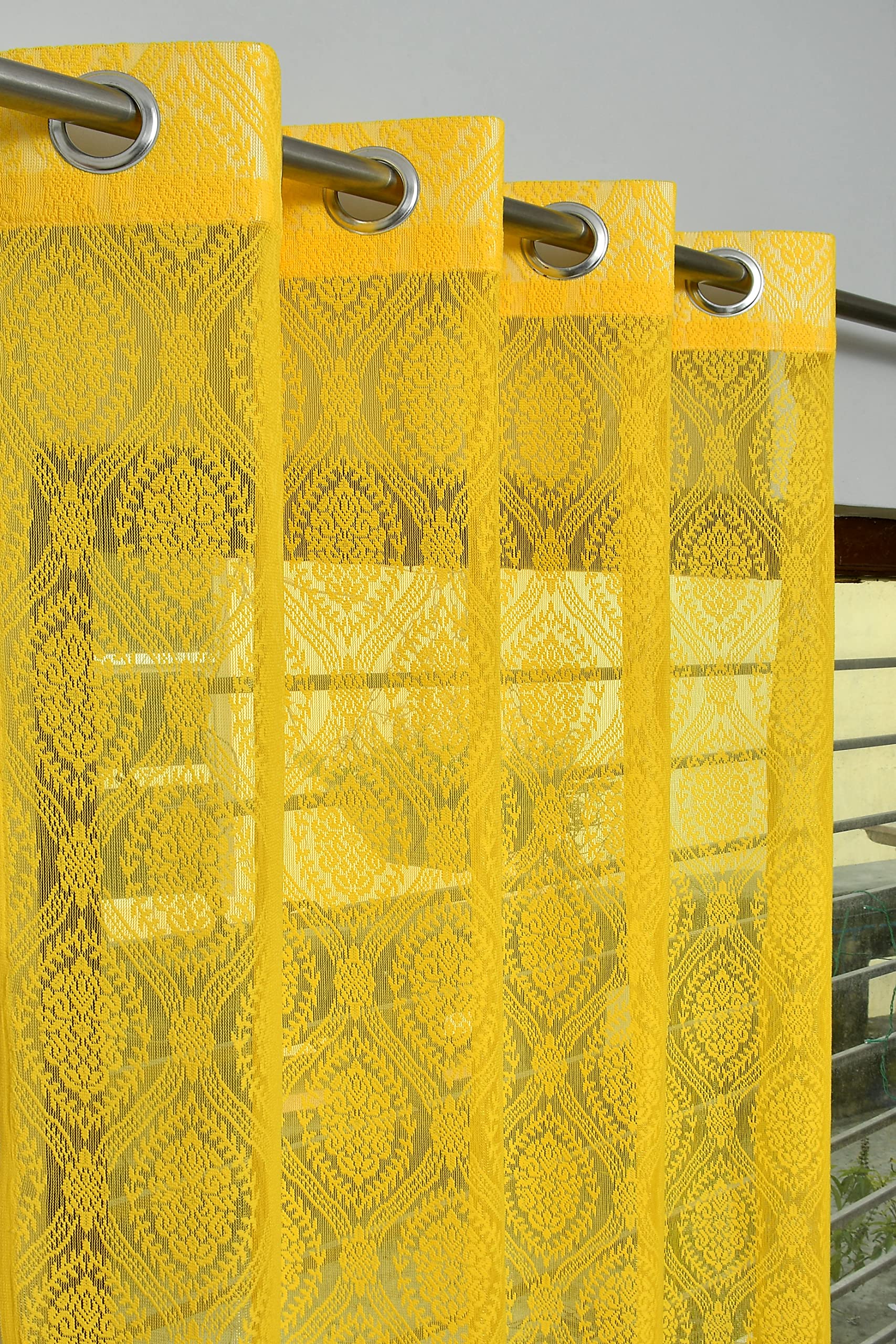 See full amazon price history chart for JBG HOME STORE Net Curtains for Door 7Ft Set of 2 Transparent Tissue Damask Design Polyester Eyelet Panel Drapes for Home Office, 4x7 Feet, Yellow JBG HOME STORE Net Curtains for Door 7Ft Set of 2 Transparent Tissue Damask Design Polyester Eyelet Panel Drapes for Home Office, 4x7 Feet, Yellow (B0BS9FMWRX) Amazon Price History, Amazon Price Tracker