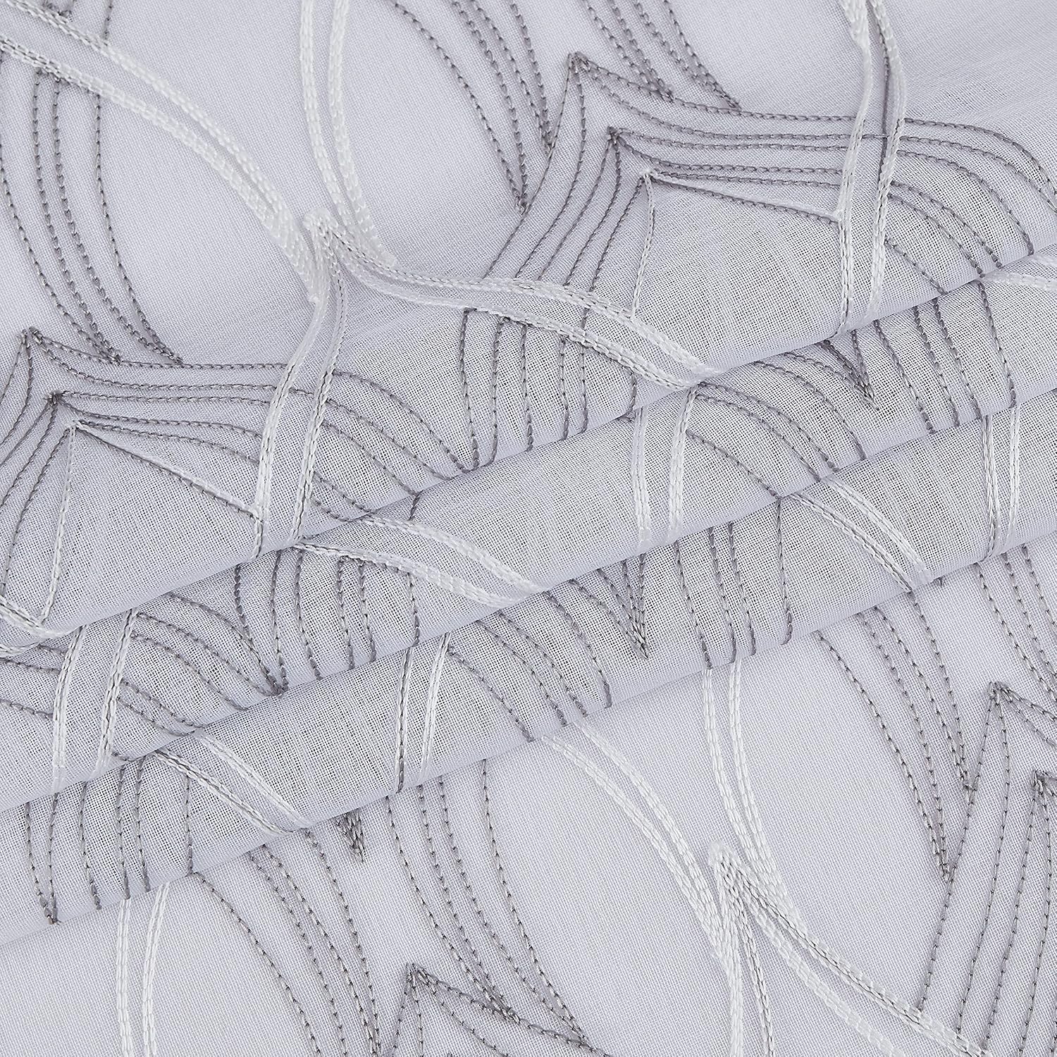 Dainty Home New Wave Linen Look Wave Design Striped 76" x 96" Window Panel Pair in Silver and White