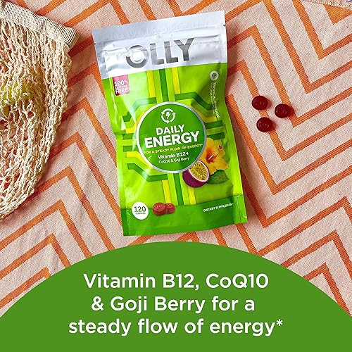 Miniatura 3 de OLLY Daily Energy Gummy sin cafeína vitamina B12 CoQ10 bayas de Goji suplemento masticable para adultos sabor tropical bolsa de 120 unidades