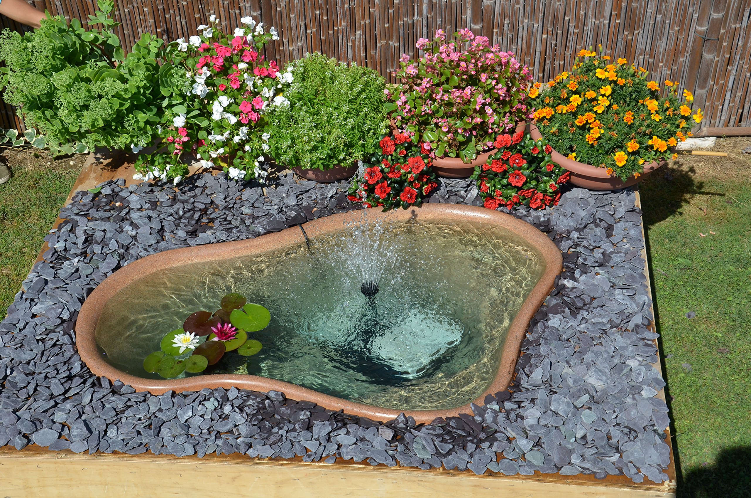 Giardini d'Acqua Kit Laghetto da Giardino Vetroresina 157 x 102 Effetto Naturale MOD. Caraibi + Filtro Interno Uvc 1500 Stagno Artificiale 260 Lt Pompa Inclusa Vasca Piante Pesci