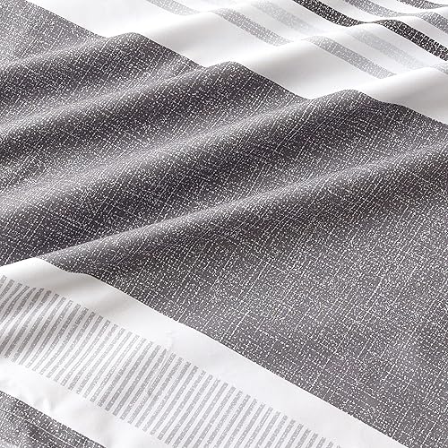 Miniatura 6 de Bedsure Juego de edredón tamaño matrimonial, 7 piezas de ropa de cama a rayas grises y blancas en una bolsa con edredones, sábanas, fundas de