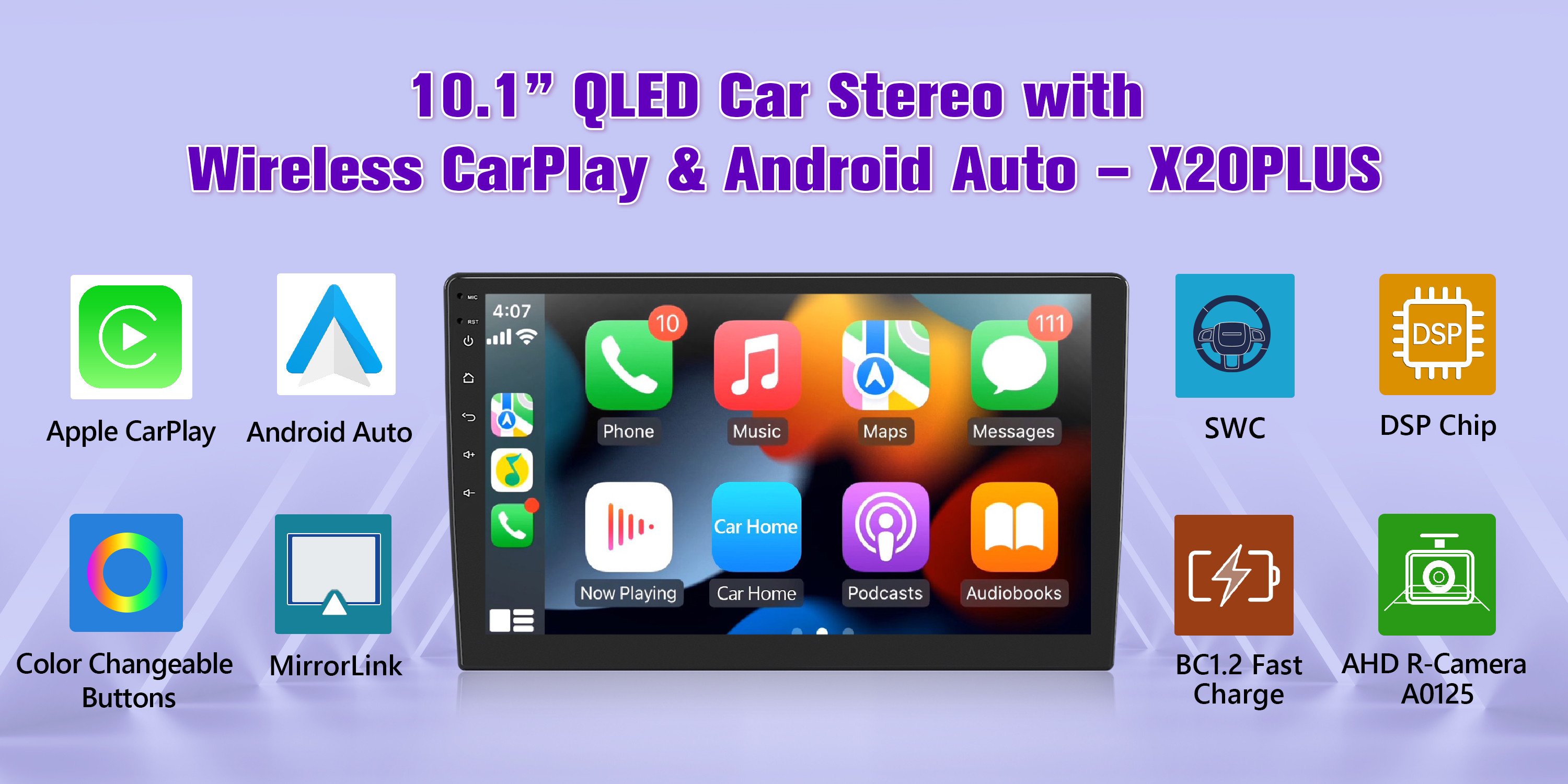 Amazon.com: Eonon 10.1 Inch Double Din Car Stereo,Wired and