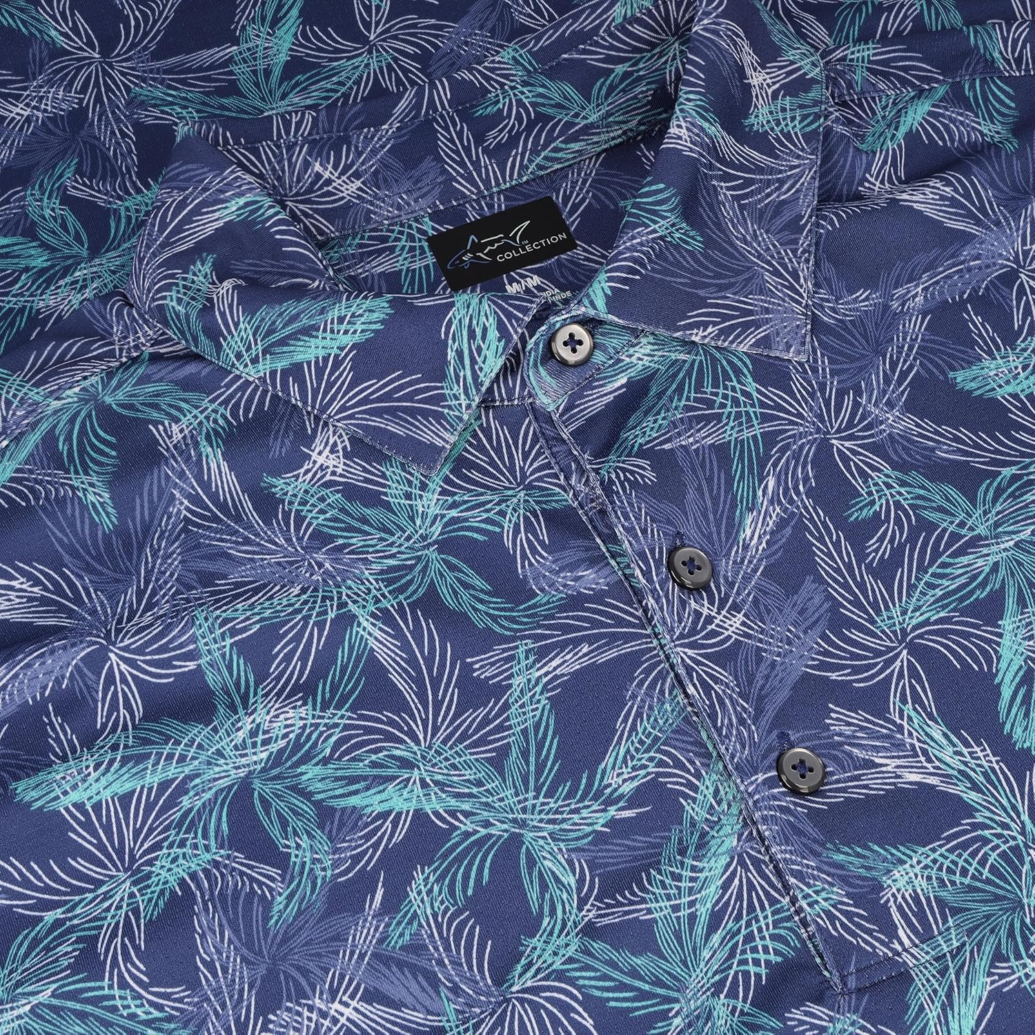 Greg Norman Men's Tropicana Print Golf Polo Navy L