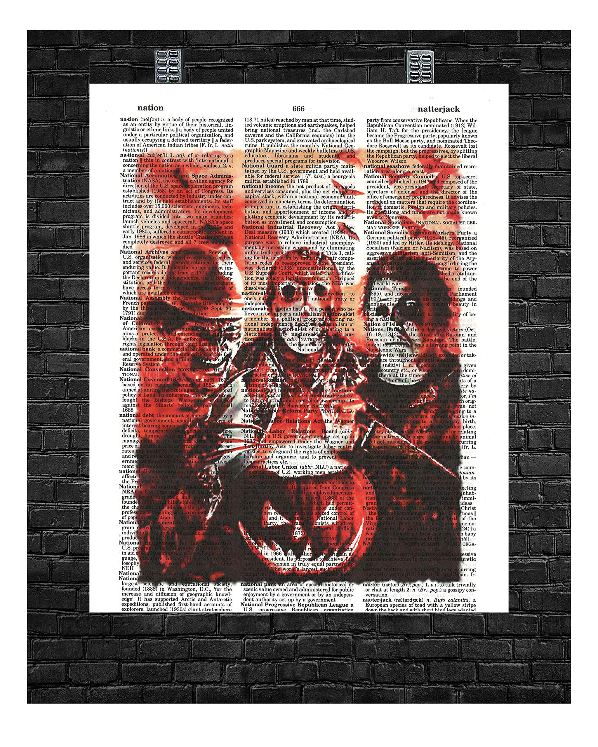 Classic Halloween Horror Characters Featuring Michael Myers Freddy Krueger and Jason Voorhees Dictionary Art Print 8 x 10