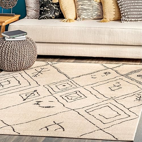nuLOOM Luciana - Alfombra tribal moderna, 4 x 6, beige
