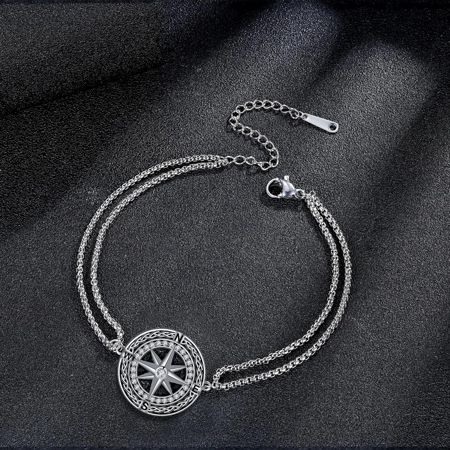 Double Chain Saint Benedict Medal Bracelet, 925 Sterling Silver Religious Pendant, Amulet Protection Jewelry Gift for Men Women