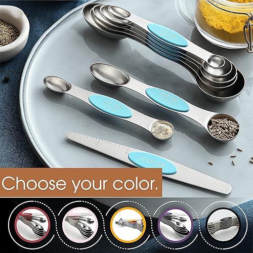 Miniatura 9 de Spring Chef Paquete de postre - Cuchara de helado, licuadora de masa media, juego de cucharas medidoras magnéticas, Aqua Sky