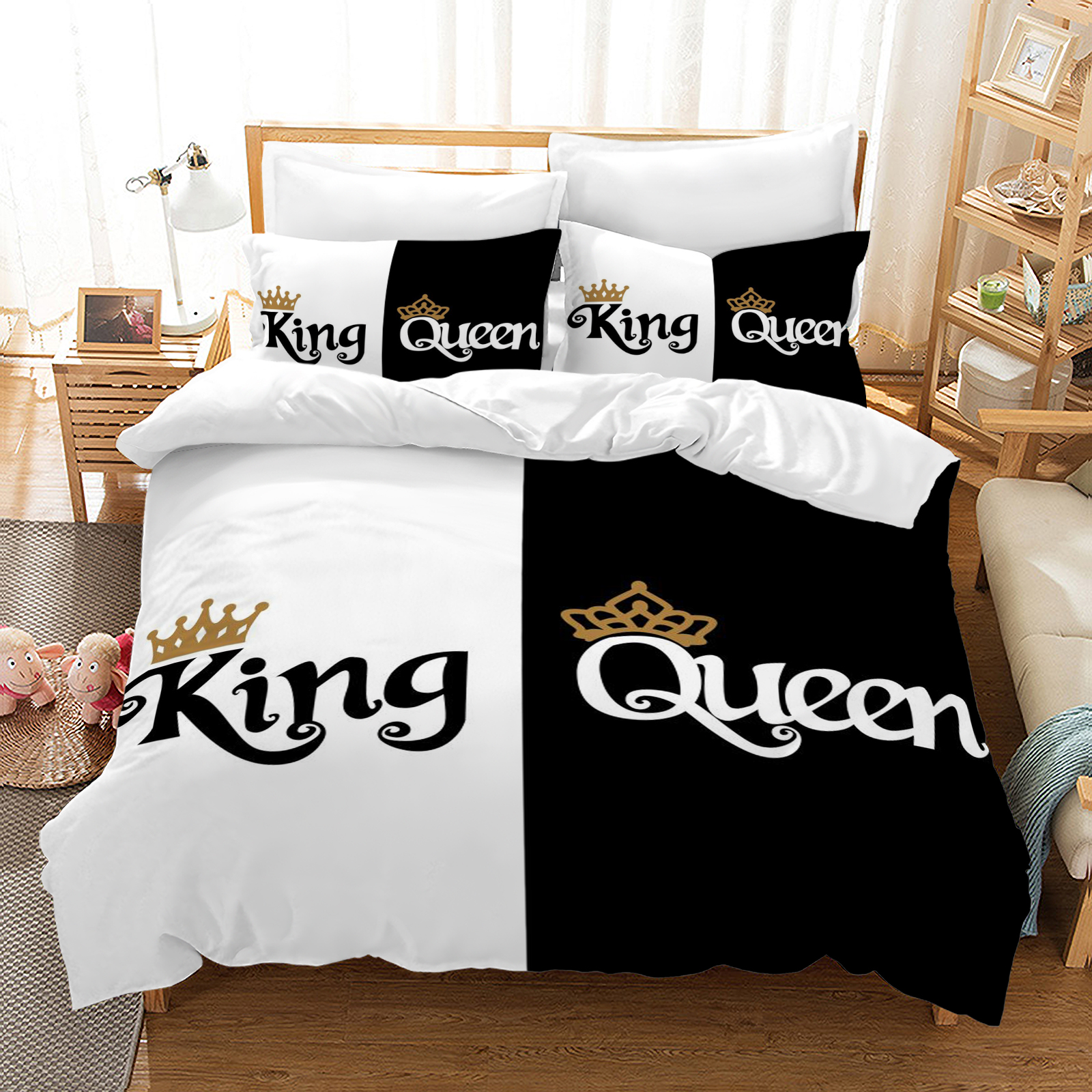 Copripiumino Erosebridal Queen In Cotone 100% Con Tie Dye Sfumato, Set Da 2 Pezzi Con Federe