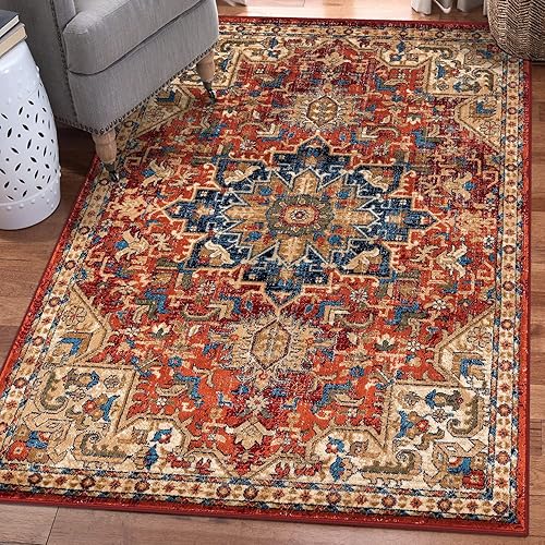 LUXE WEAVERS Howell Collection - Alfombra oriental roja de 5 x 7 pulgadas, 2527