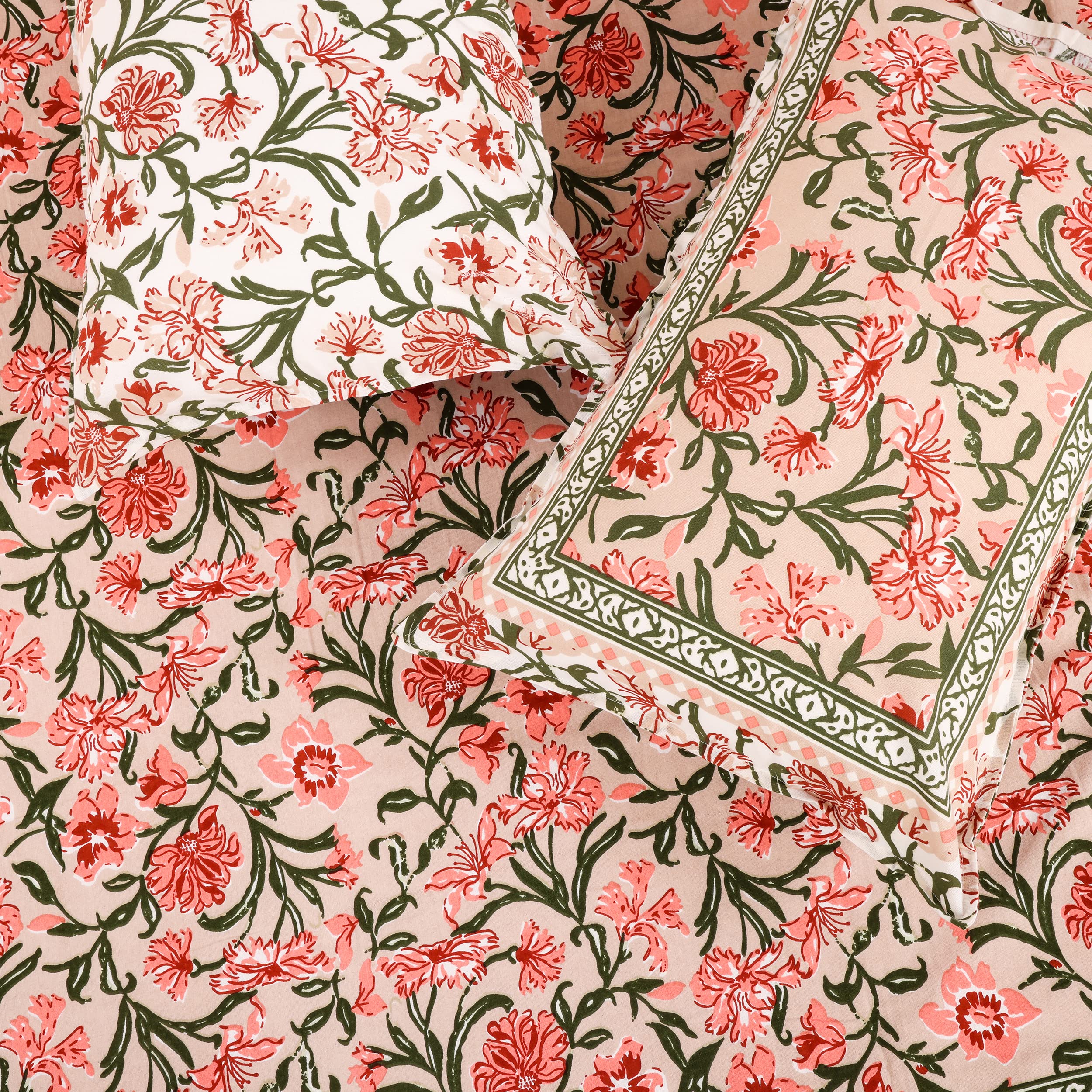 Plarsh Comfort 100% Cotton Jaipuri Sanganeri Hand Block Print Bedsheet for Double Bed with 2 Pillow Covers || 240 Thread Count || Size 108 x 108 Inches || Peach Floral (B0BRJV3JMP) Amazon Price History, Amazon Price Tracker