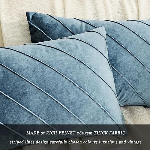 Vista 114 de GIGIZAZA Juego de 2 fundas decorativas de terciopelo de 18 x 18 pulgadas, fundas de almohada cuadradas de color verde azulado para sofá, fundas