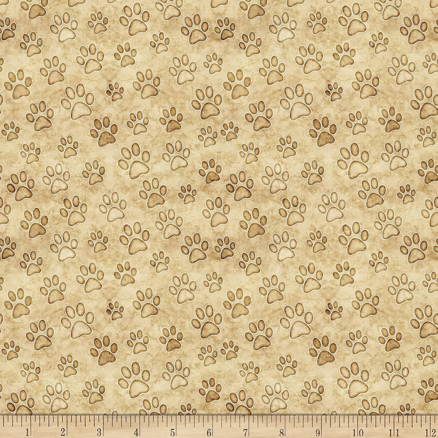 QT Fabrics Felicity Paws, Ecru Yard