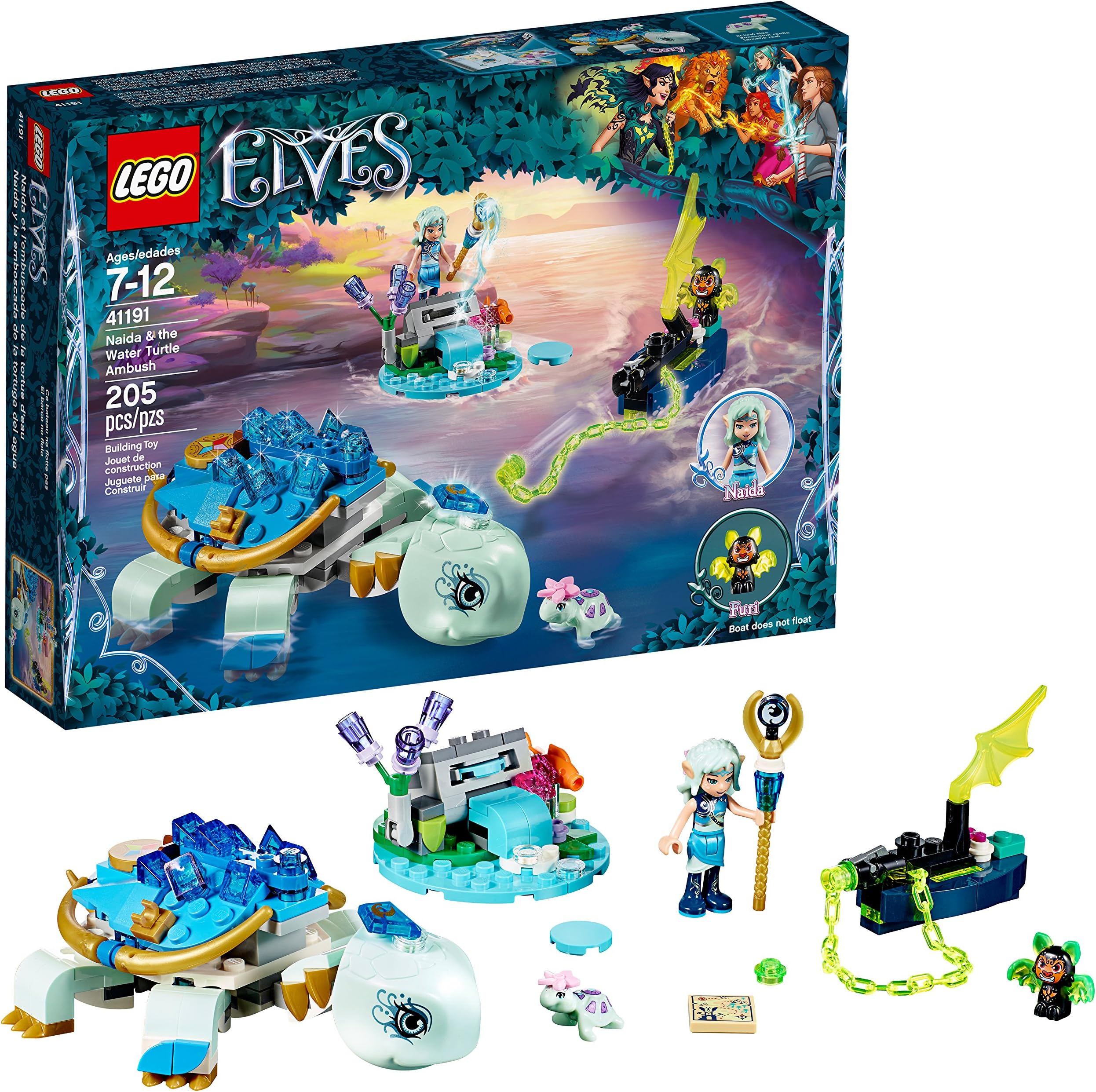 lego elves naida & the water turtle ambush 41191 building kit (205 pieces)- Multi color