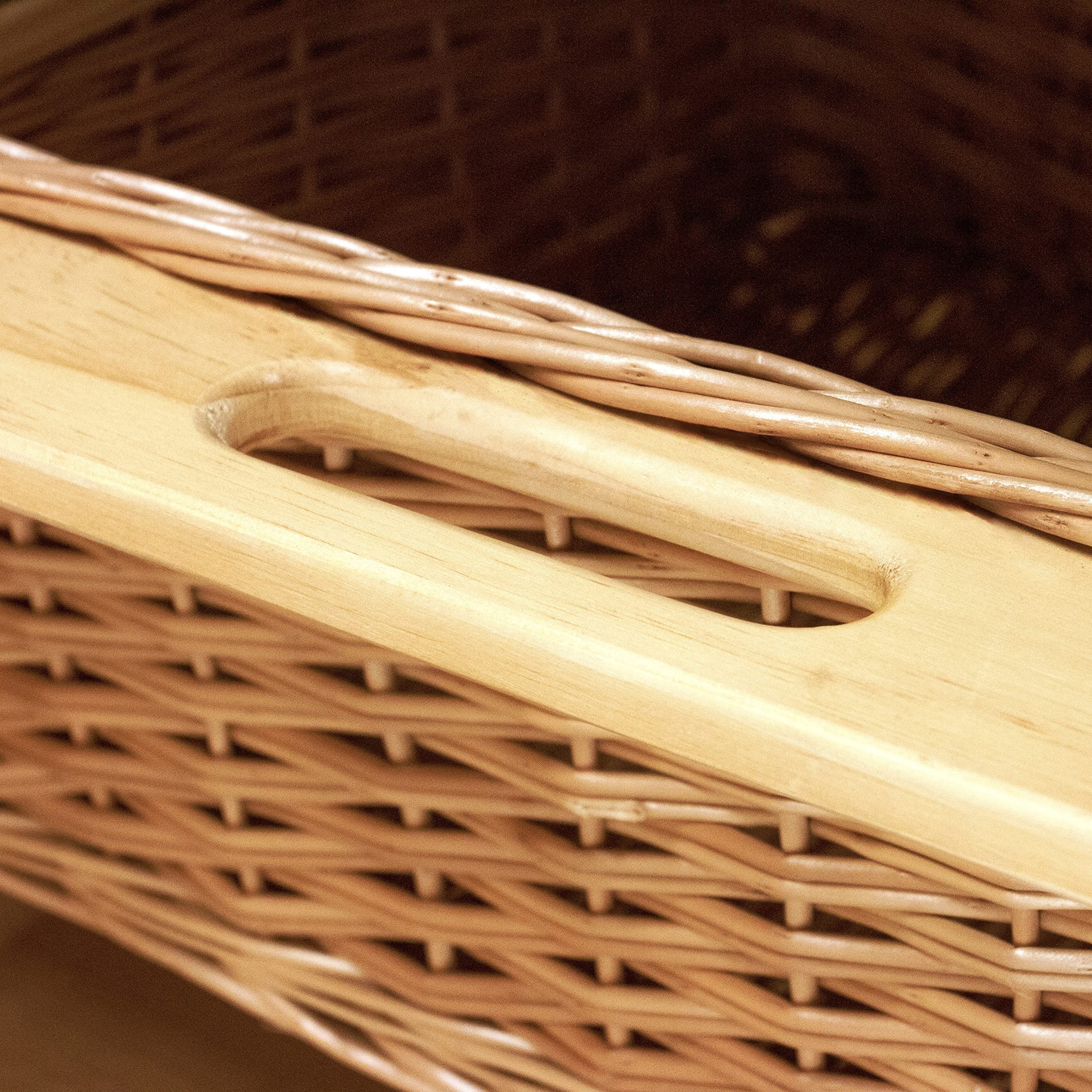 2 Ausziehbare Weidenkörbe Küche Rattan 400mm Küchenkörbe Aufbewahrung Lagerung Speisekammer Unterschrank & Läufer Buche massiv 40cm Landhausstil 100% handgefertigt Befestigungssatz inklusive - Braun