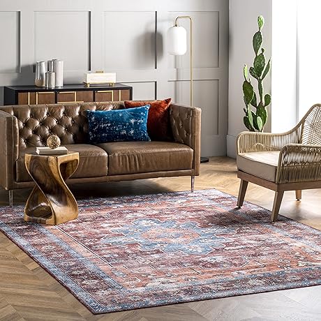 nuLOOM Zena Medallion Machine Washable Ultra Thin 8x10' Rug