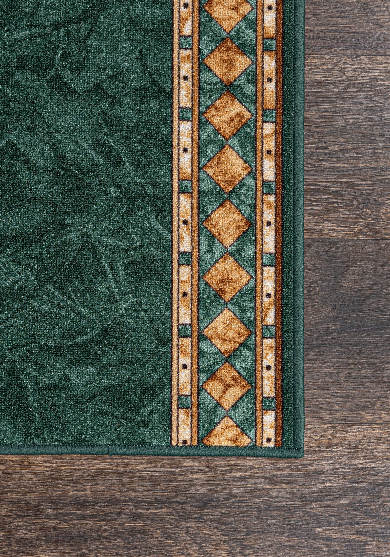 Mazovia Läufer Flur 80x525cm Grün Klassisch 90er-Retro Weich rutschfest | Teppichläufer für Küche Waschküche Schlafzimmer Wetterfest Pflegeleicht Gummiunterseite Kurzflor Lang Verkauf pro Meter