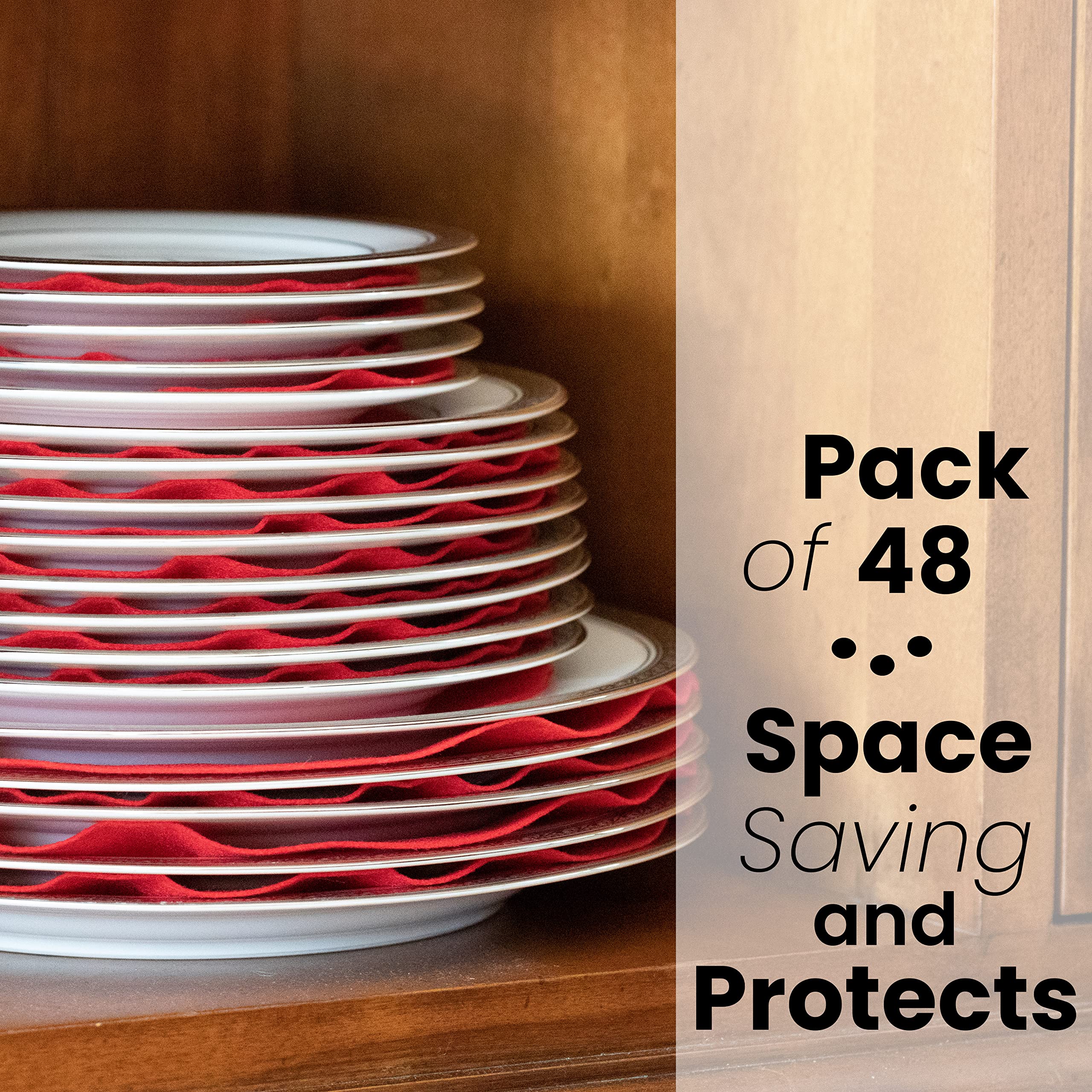 ANKROYU Lot De 48 Séparateurs D'assiettes En Feutre, Protège-vaisselle, 3 Tailles, Protecteurs De Poêles Pliables Lavables, Séparateurs D'assiettes Pour Protéger L'empilage De Vos