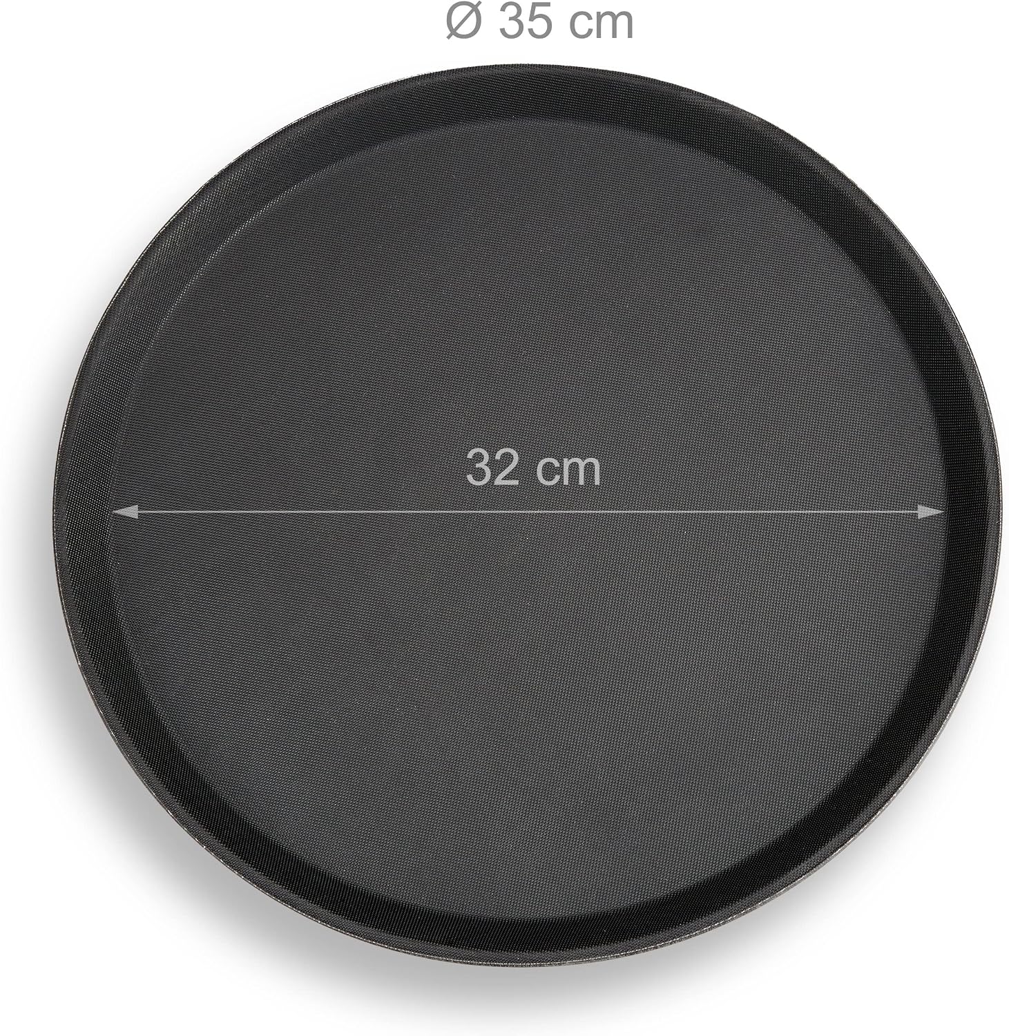 2 x Gastro Tray, Non-Slip Surface, High Rim, Waiter's Tray for Café, Bar, Restaurant, Diameter 35 cm, Black