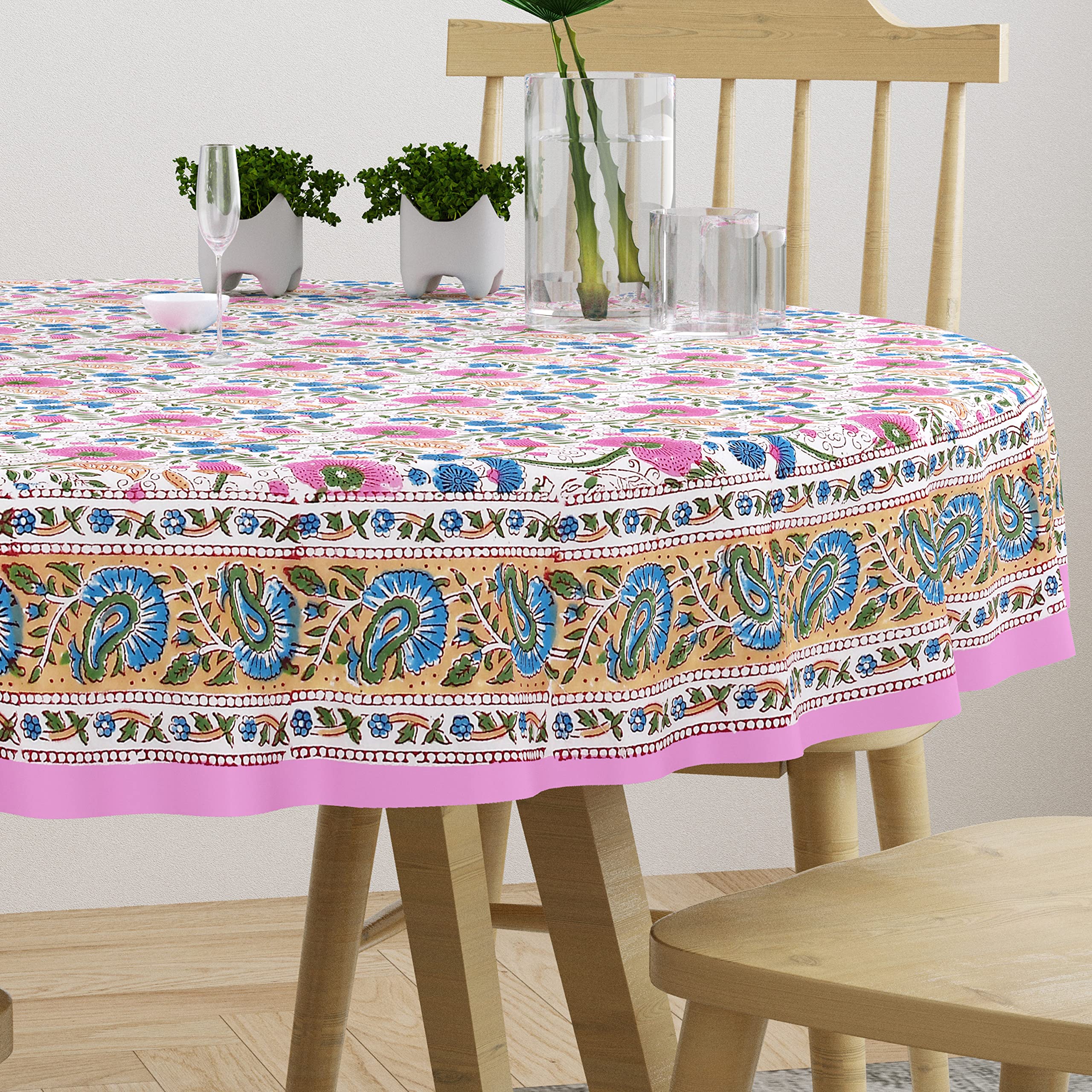 BLOCKS OF INDIA Cotton Hand Block Printed 72 Inch Round Table Cloth (Design 9) (B0B9HCY8CY) Amazon Price History, Amazon Price Tracker