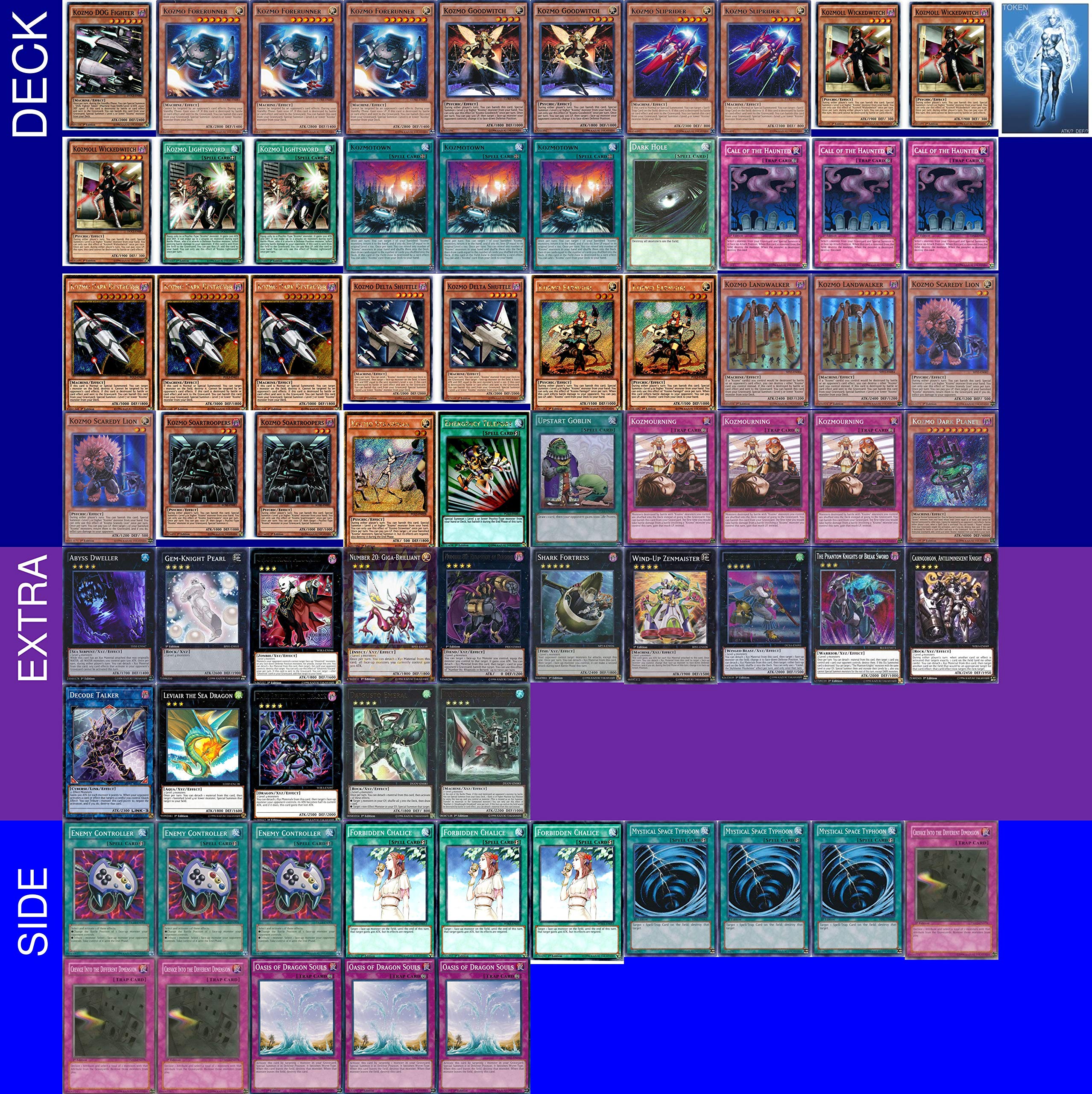 YU-GI-OH! YUGIOH Tournament Ready Kozmo Deck con Cubierta Completa Extra y  Lateral y Exclusivo Token para Juegos Phantasm + una Caja de Cubierta y 100  Fundas : Amazon.com.mx: Juguetes y Juegos