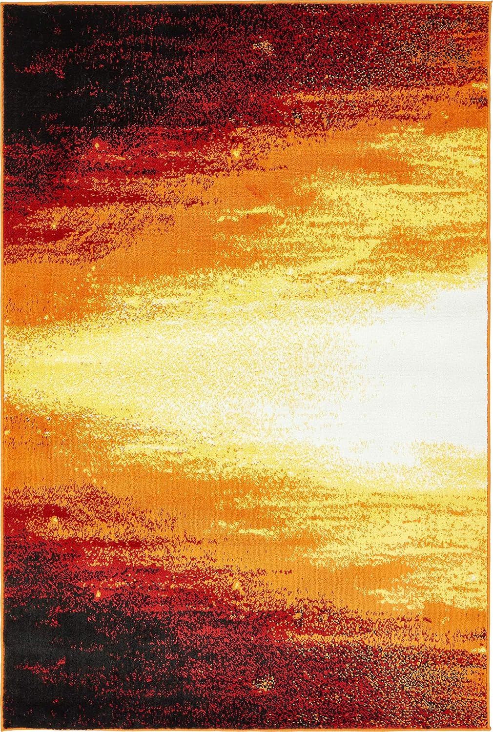 4' x 6' Orange and Black Abstract Synthetic Area Rug