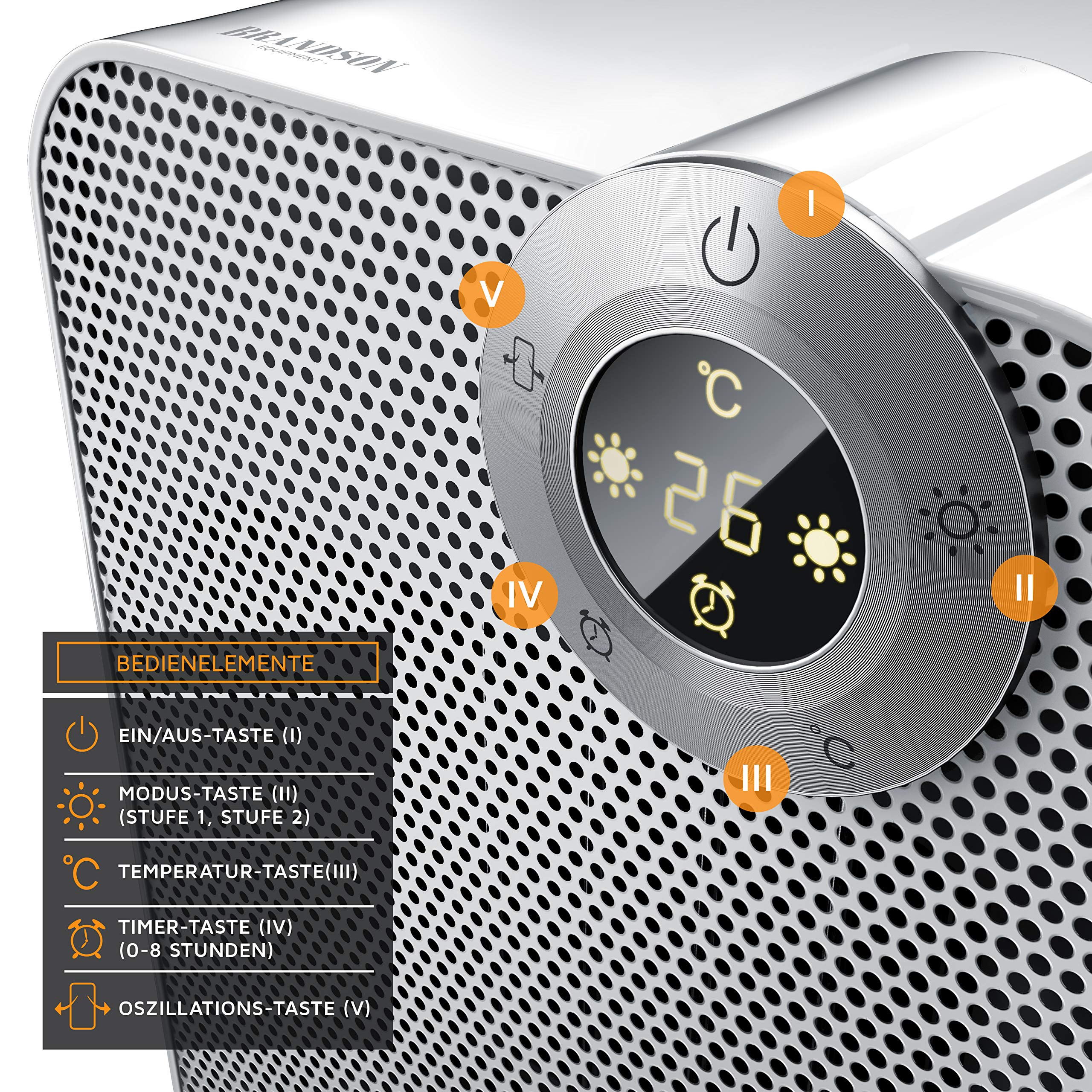Chauffage Soufflant Céramique BRANDSON 2000W - Télécommande, Oscillation, Minuteur - Pour Salle De Bain