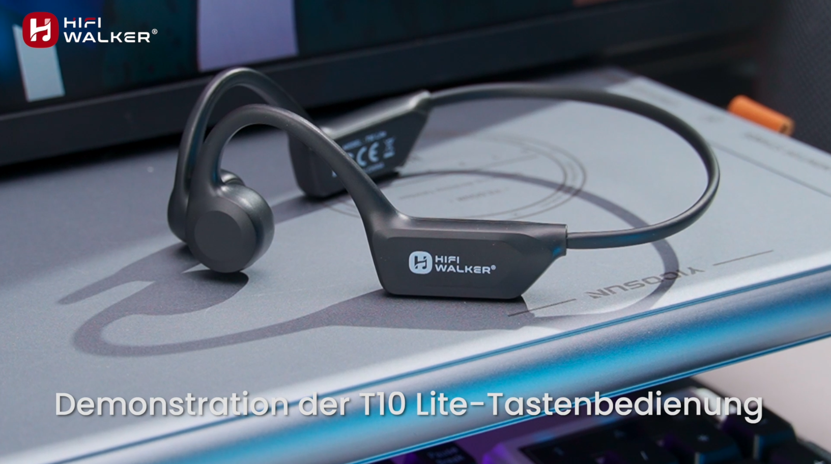HIFI WALKER T10 Lite Cuffie A Conduzione Ossea Bluetooth 6.0 – 18h Autonomia, IP65, Peso 28g, Audio Hi-Fi, Perfette Per Running E Ciclismo