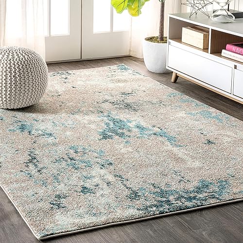 JONATHAN Y Contemporary POP Modern Abstract Vintage Faded Gray/Blue 8 ft. x 10 ft. Area Rug, Bohemian, Easy Cleaning, For Bedroom, Kitchen, Living Room, Non Shedding
