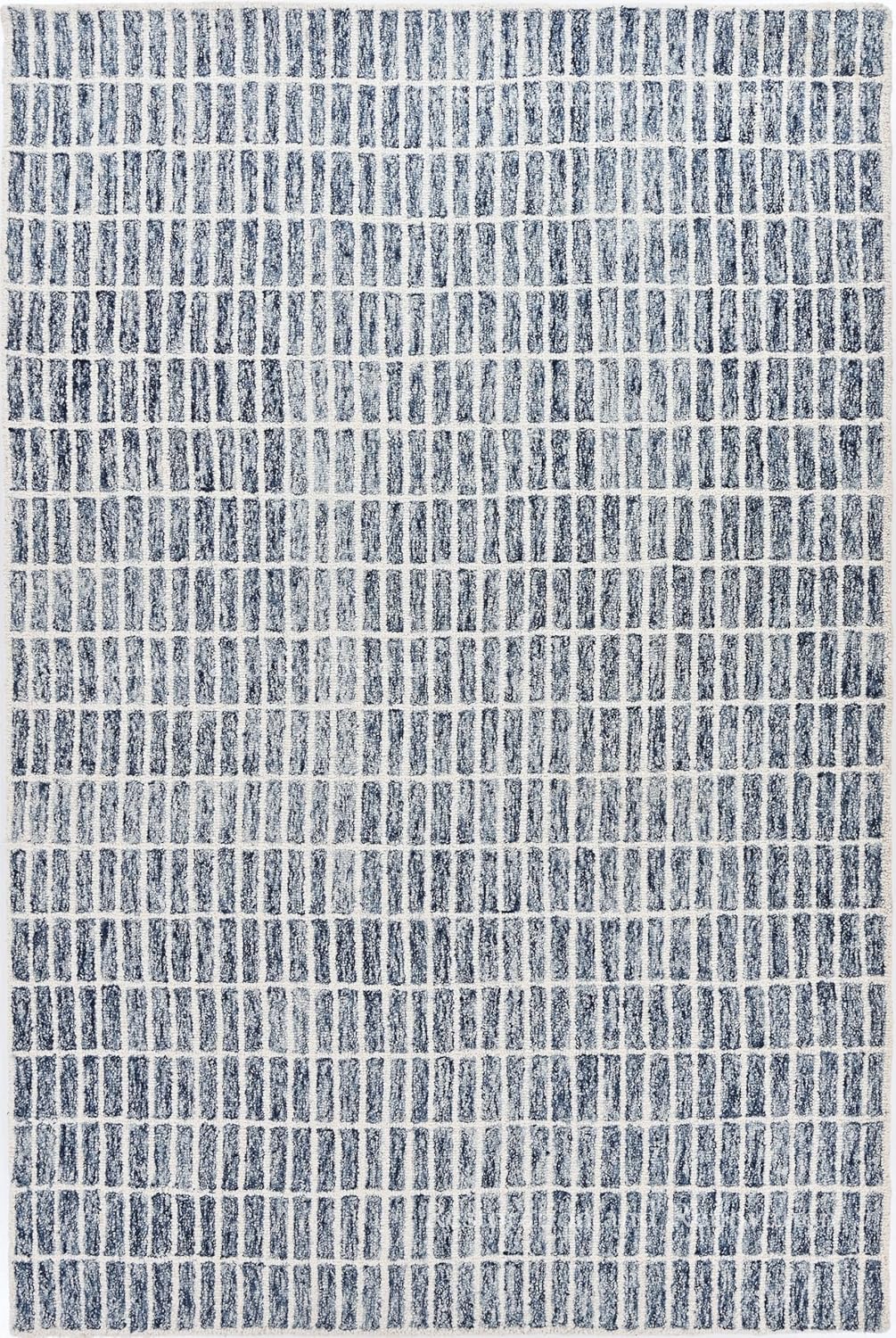 Restoration and Renovation Hand-Tufted 100% Wool Area Rug – Unique Modern Geometric Grid Pattern, Soft Plush Textured Carpet for Living Room, Bedroom, Dining Room & Entryway (Smoke, 3' x 5')