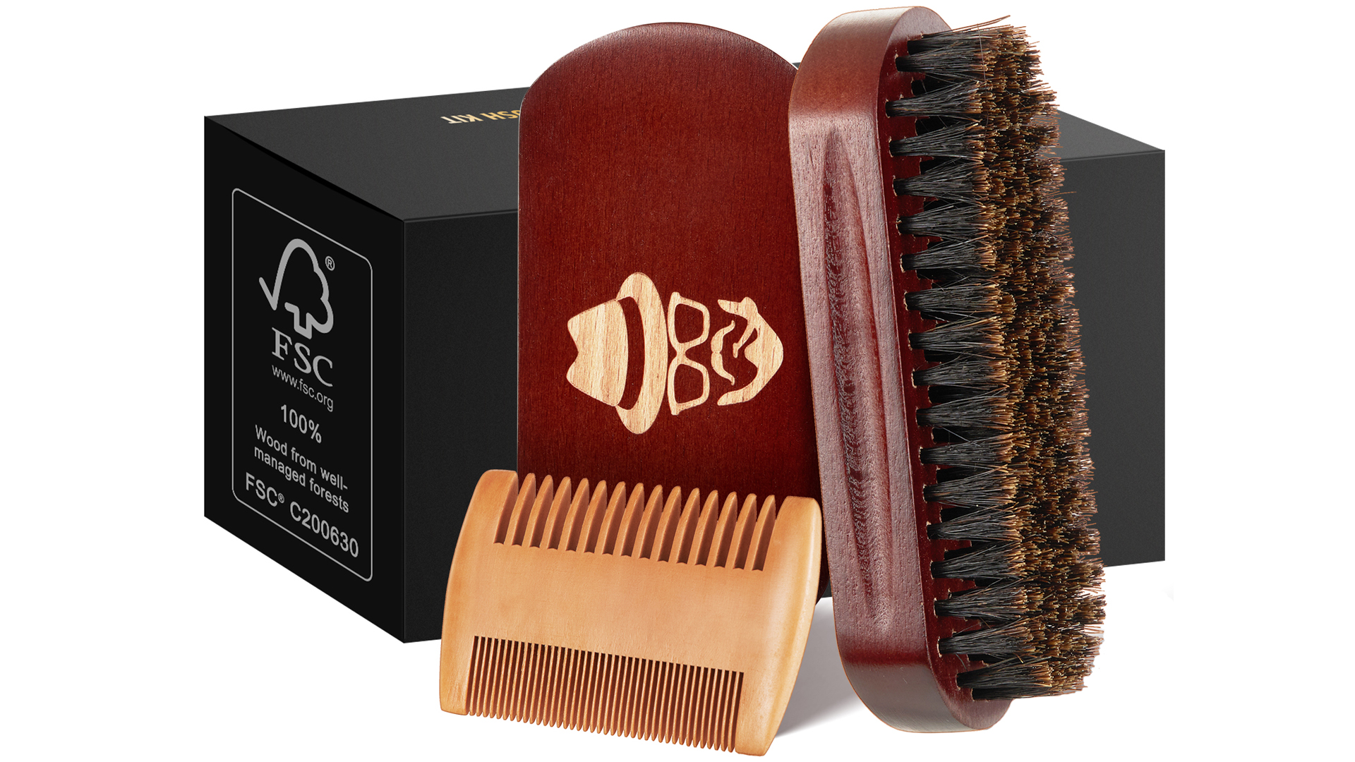 Mens Beard Brush With Handle – Soft Boar Bristle Beard Brush For Men, 9" Wooden Design For Beards, Mustaches & Slick Back Hair – Comfortable Grip, Styling Control, For Daily